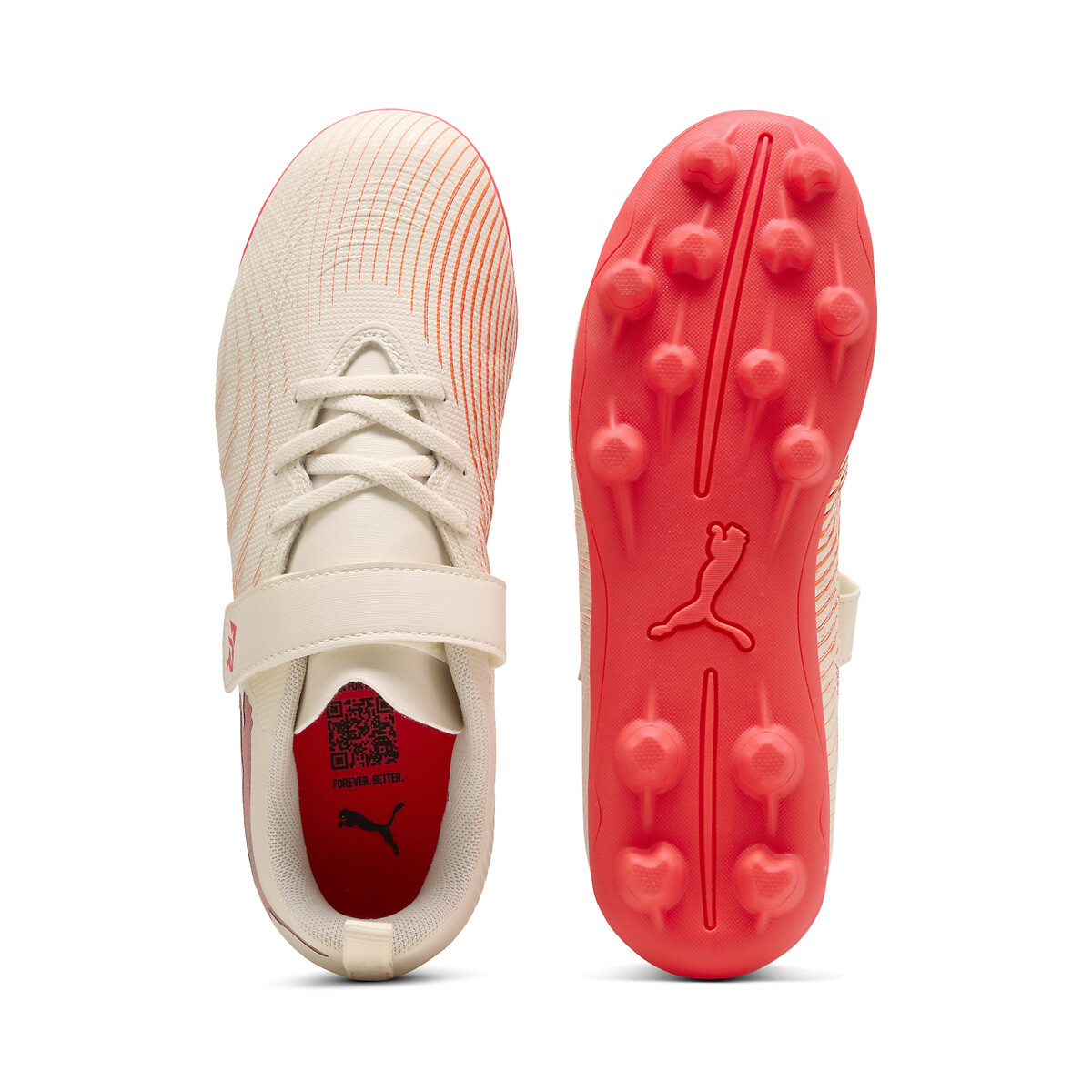 Crampons FUTURE 9 PLAY V FG/AG RB Jr beige/rouge, PUMA