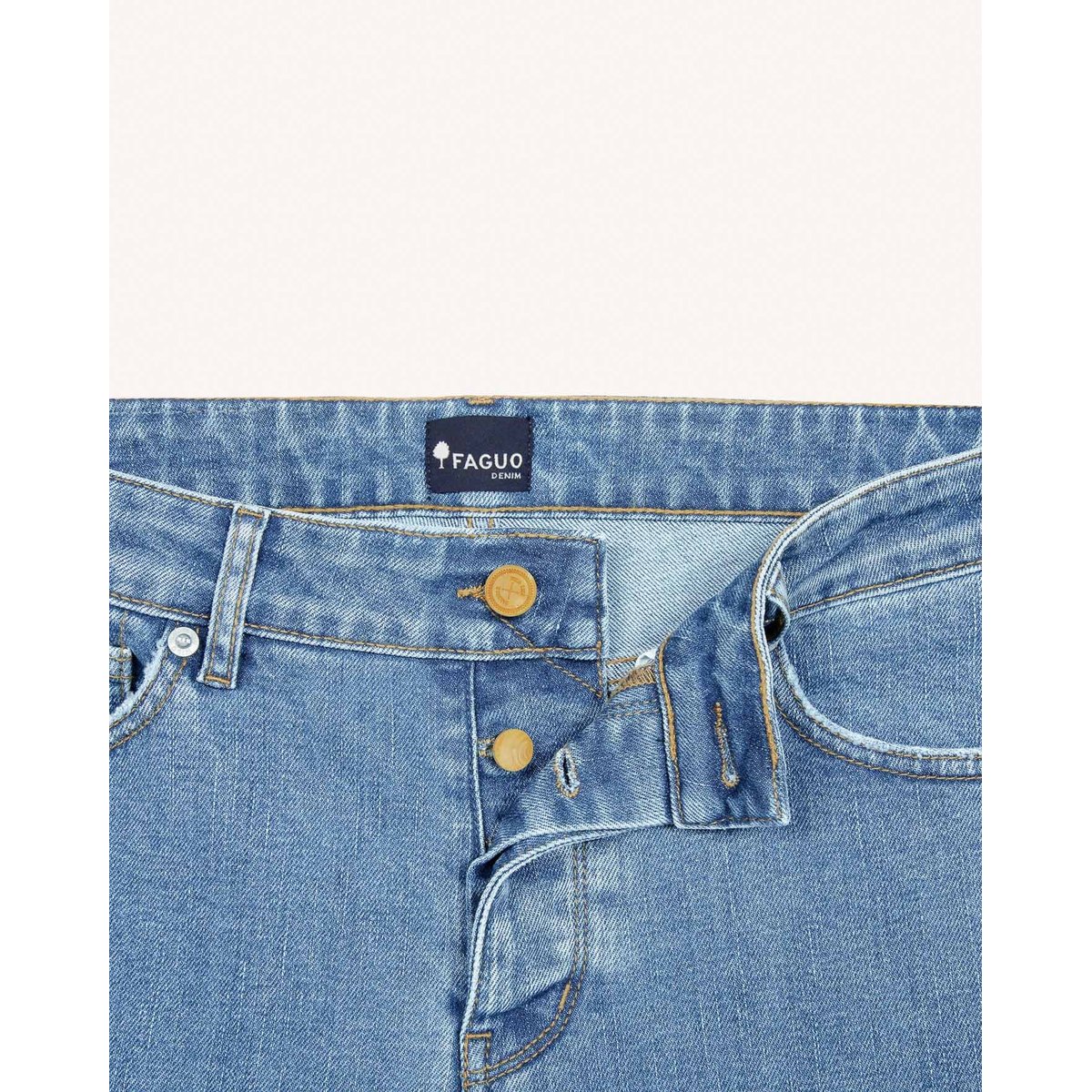 Jean coupe slim coton DENIM SLIM bleu clair, FAGUO