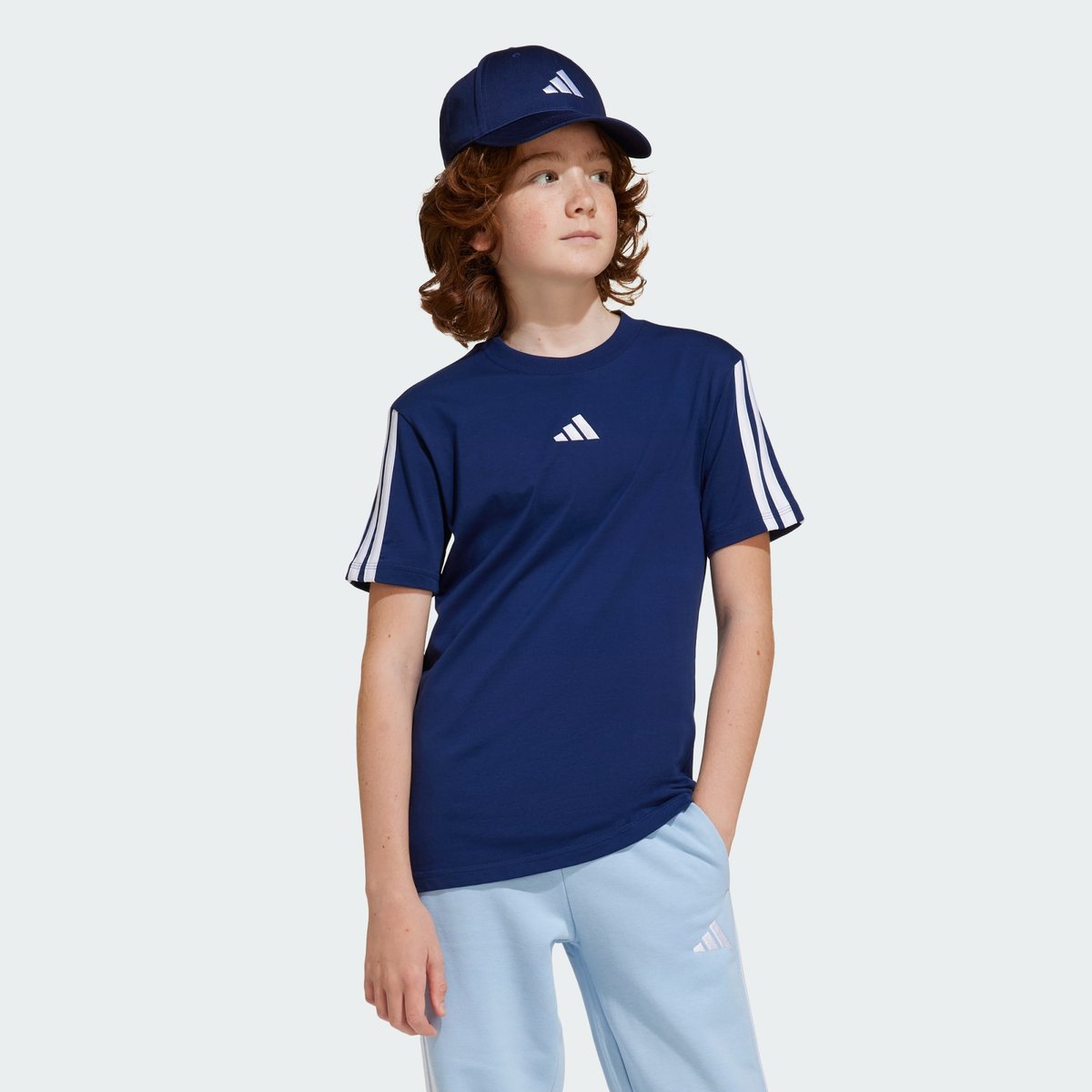 T-shirt manches courtes, 3 bandes, ESSENTIALS dark blue / white, adidas Performance