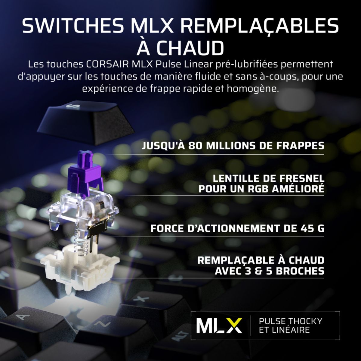 Clavier gamer GALLEON 100 SD intégré Stream Deck couleur unique, CORSAIR