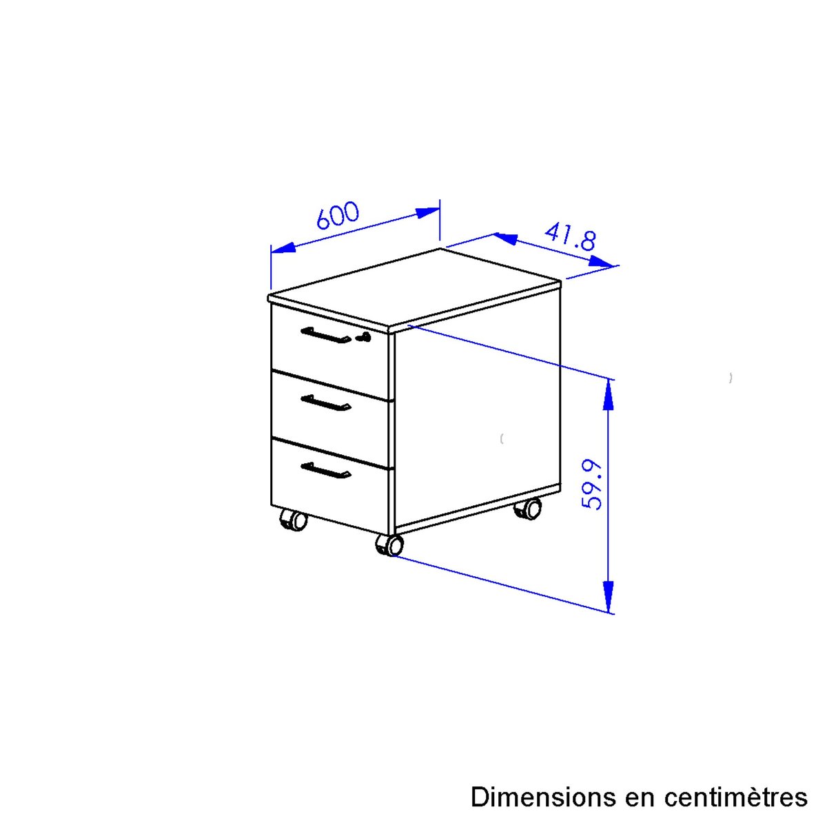 Caisson mobile 3 tiroirs monté finition JAZZ + beige, GAMI