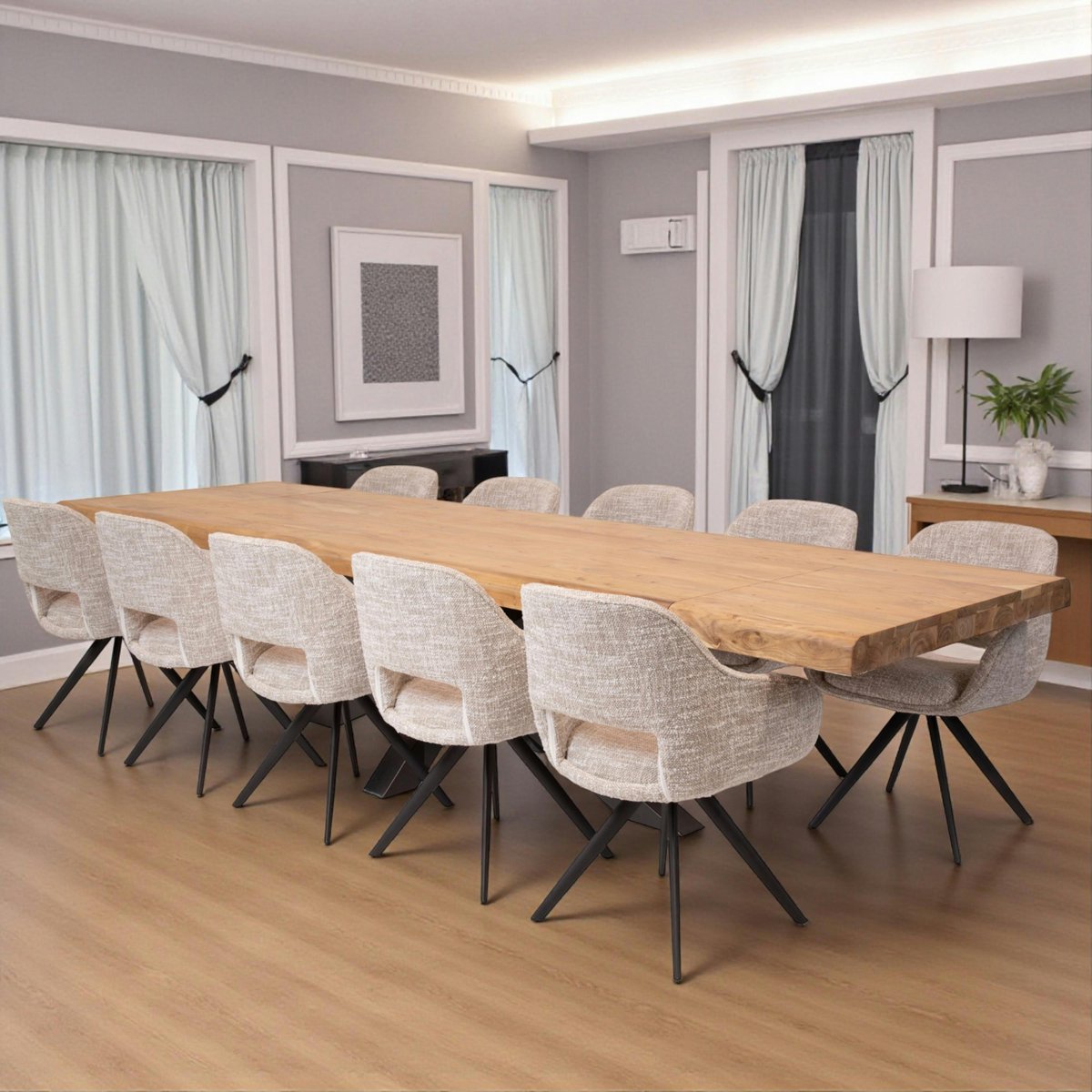Table à manger extensible bois massif 240/340 cm MELBOURNE bois naturel, PIER IMPORT