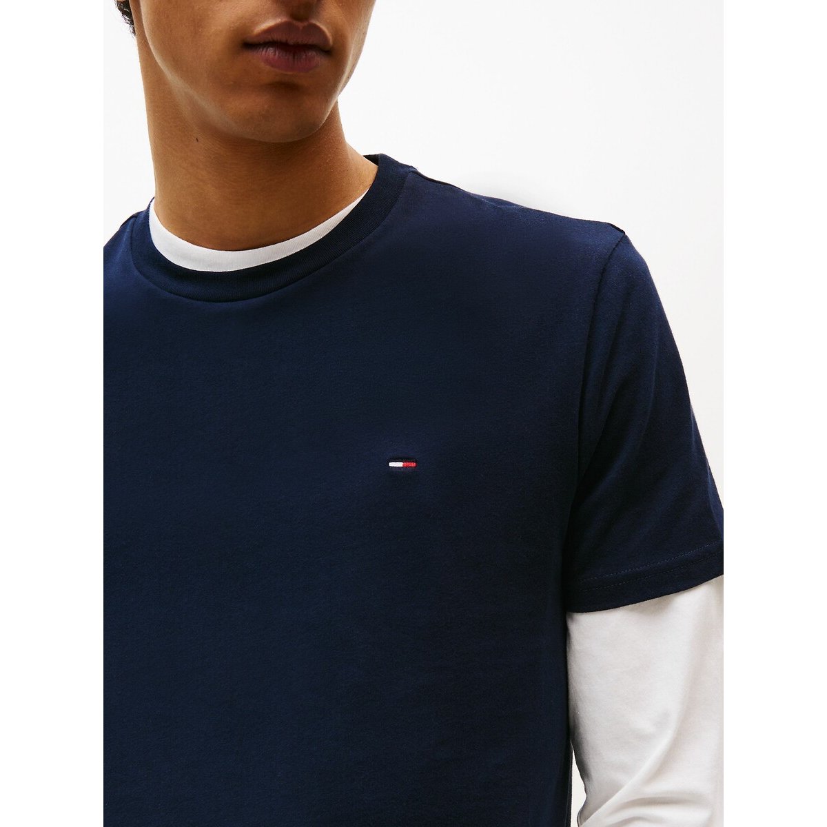 Lot de 2 T-shirts slim bleu marine + écru, TOMMY JEANS
