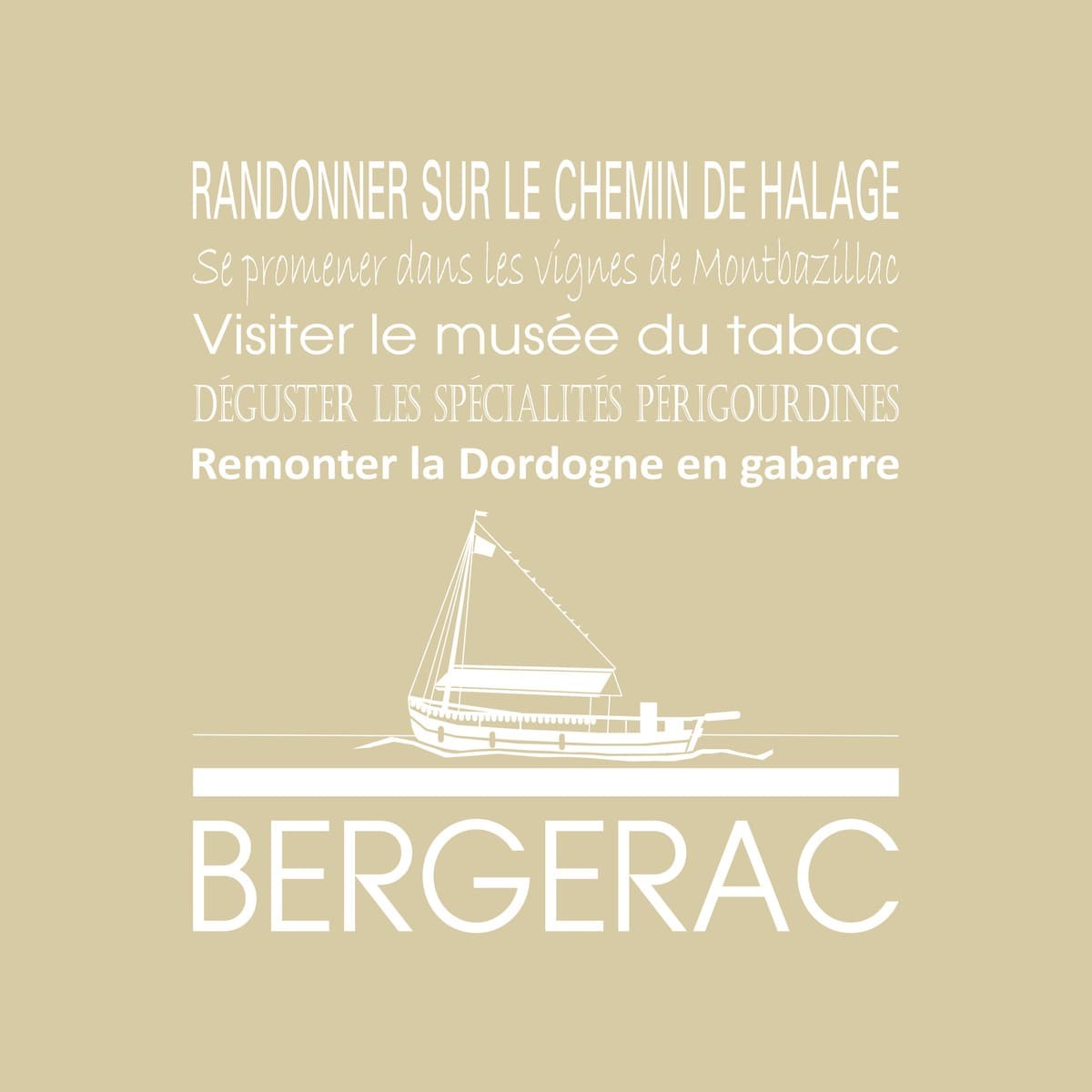 Tableau Mural Bergerac RÉGIONALISME tableaux sur toile-beige, CEANOTHE
