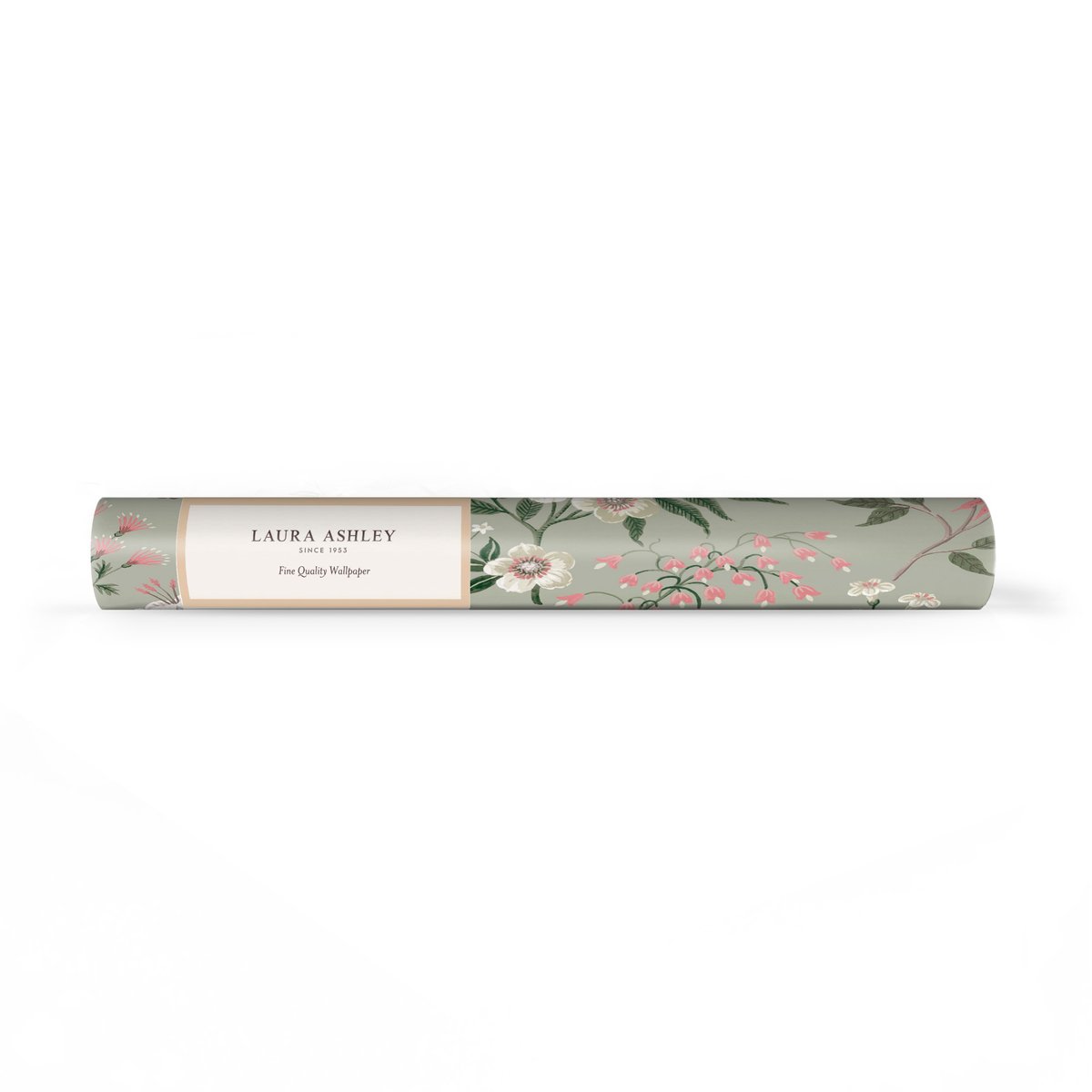 Papier peint Fleurs de dahlia et de lys Otterham Garden vert, rose, beige, LAURA ASHLEY