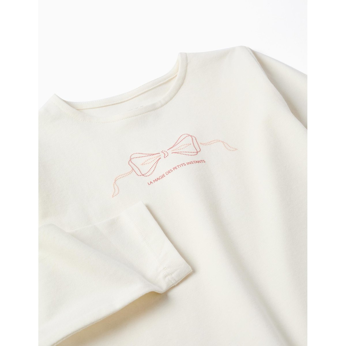 T-shirt en coton à manches longues avec imprimé et ourlet volanté blanc, ZIPPY