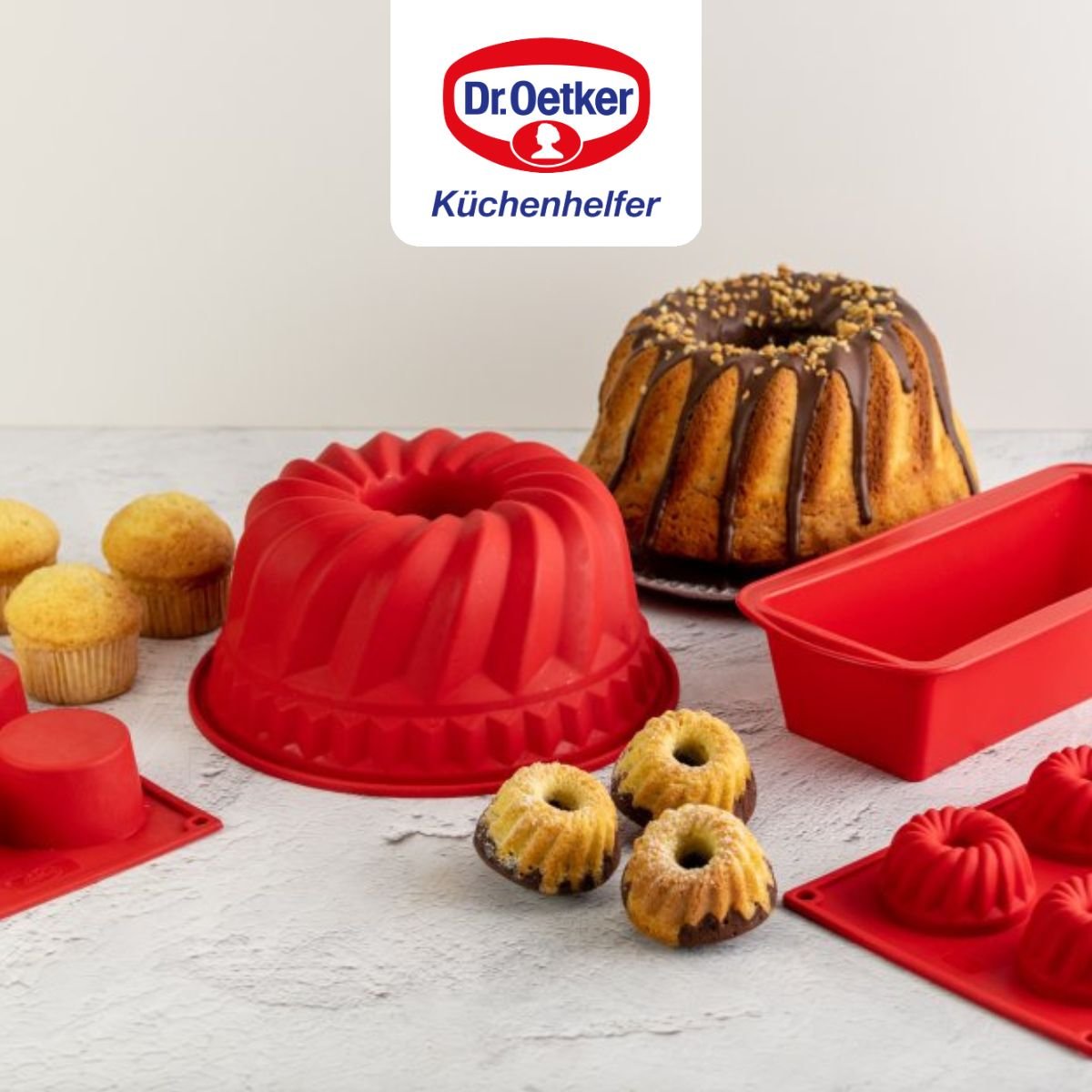 Petit moule à cake 18cm en silicone FLEXXIBEL LOVE rouge, DR OETKER