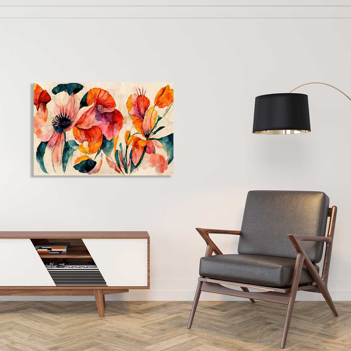 Tableaux fleurs coquelicot et aquarelle tableau alu dibond, HEXOA