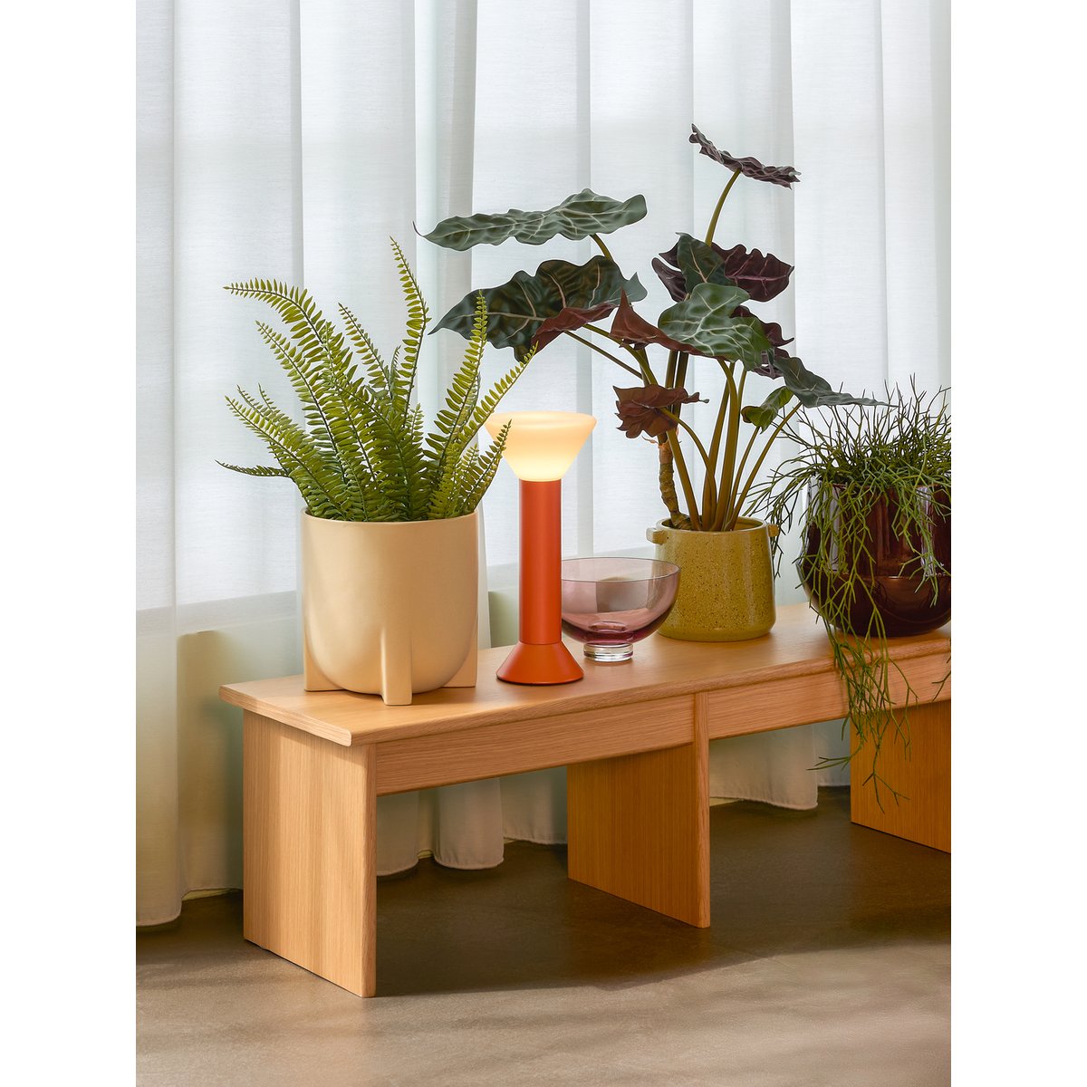 Lampe portable en verre et fer FLASH orange métallisé, HUBSCH