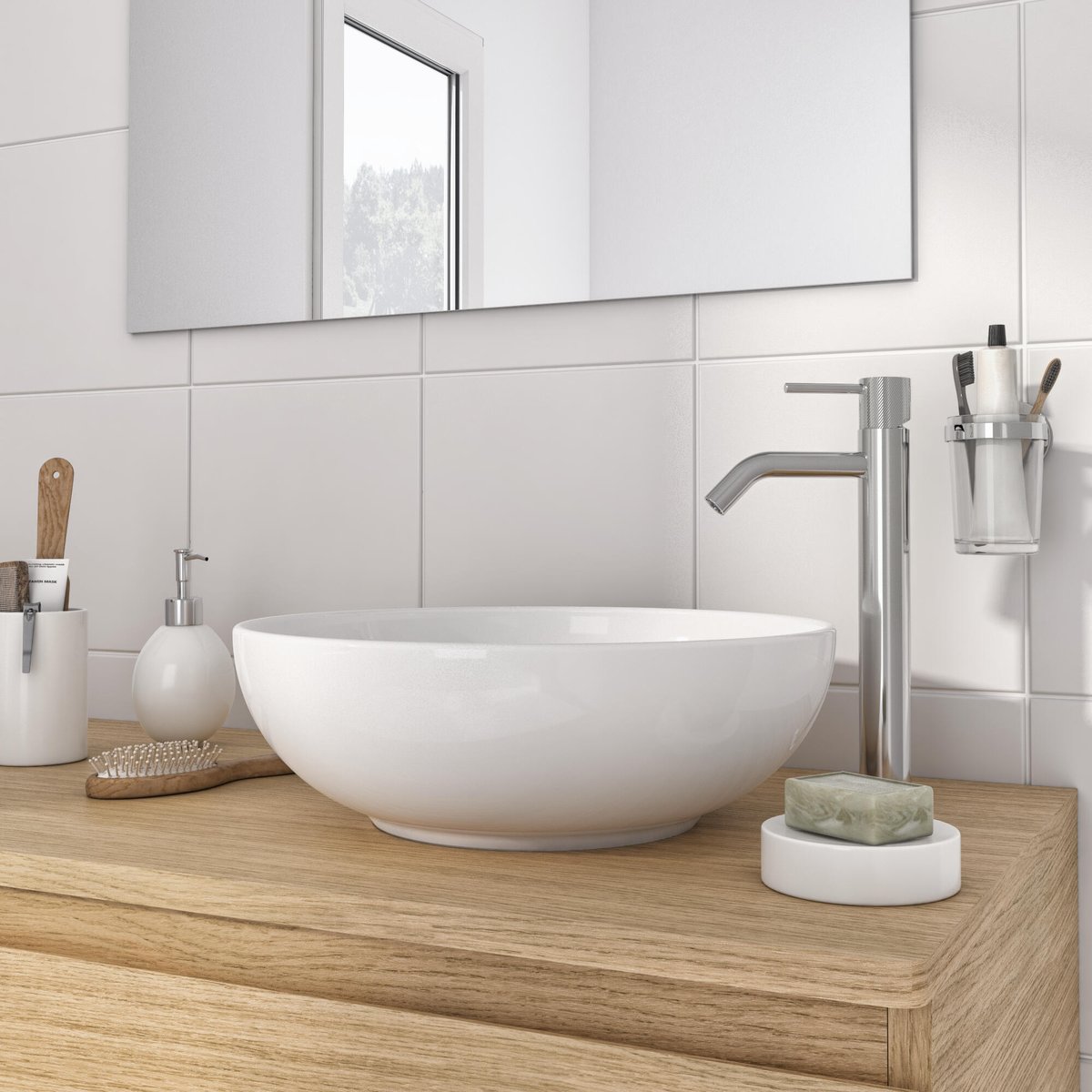 Vasque à poser en céramique, ESSENTIAL blanc, SENSEA