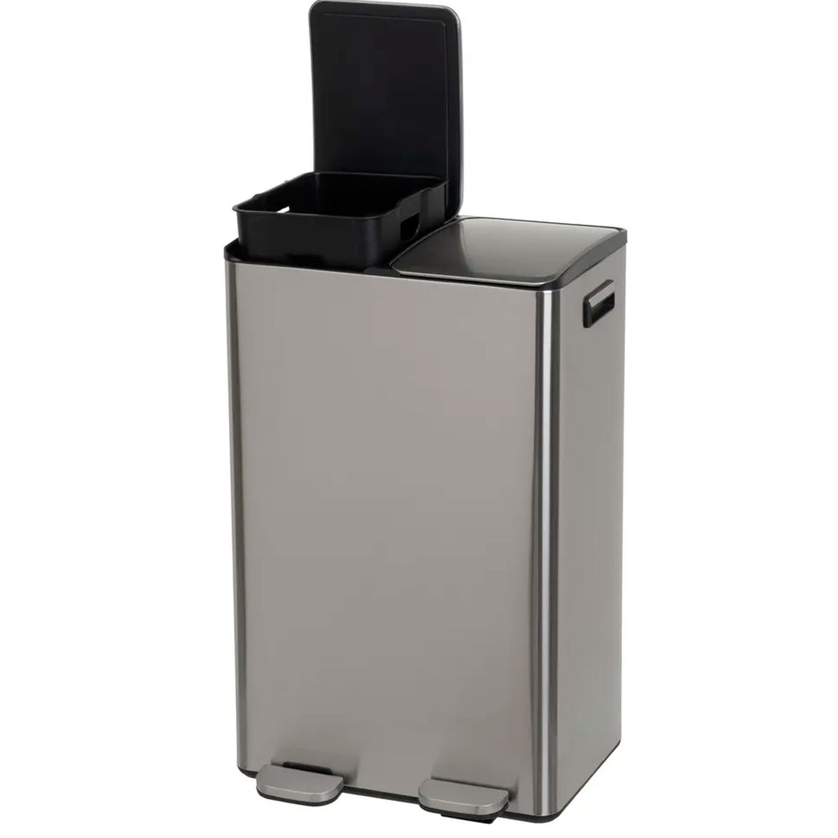 Poubelle de tri double compartiment métal chromé 2x30L chrome/inox, WADIGA