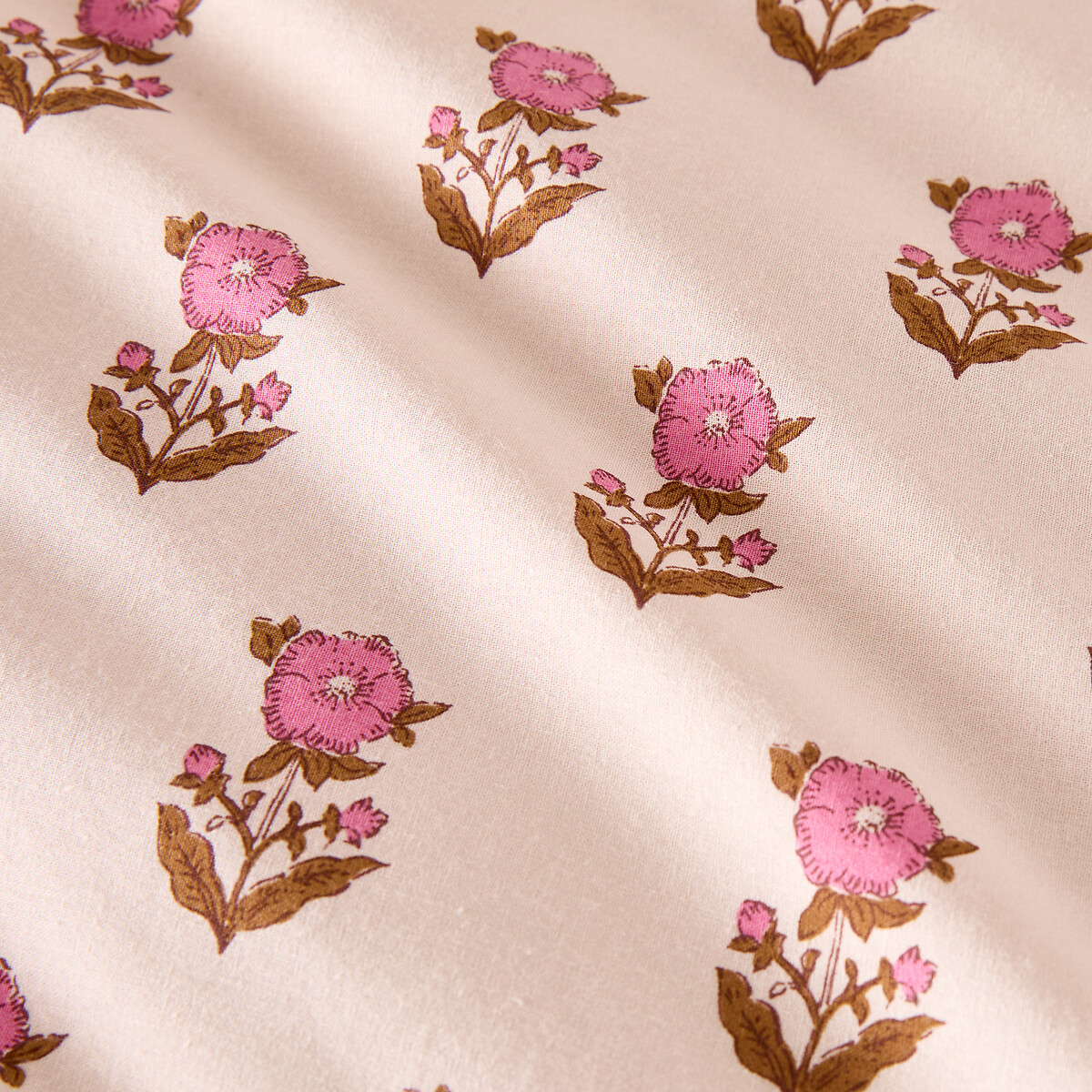 Funda de almohada de algodón lavado, DIMANI estampado fondo rosa, LA REDOUTE INTERIEURS