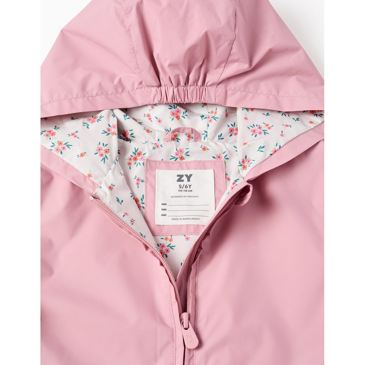 Coupe-vent avec capuche et ourlet à volants rose clair, ZIPPY