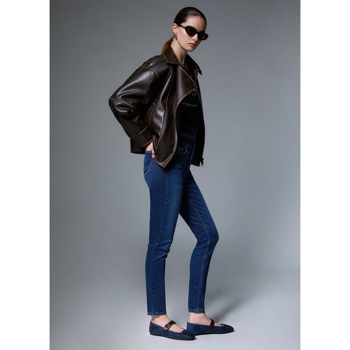 Jean skinny avec ornements denim foncé, LIU JO