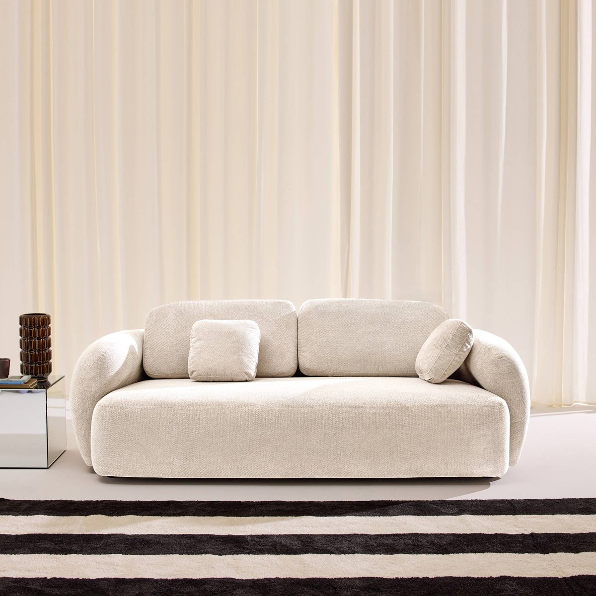 Canapé 3 places tissu chenille CLOUD blanc, SWEEEK