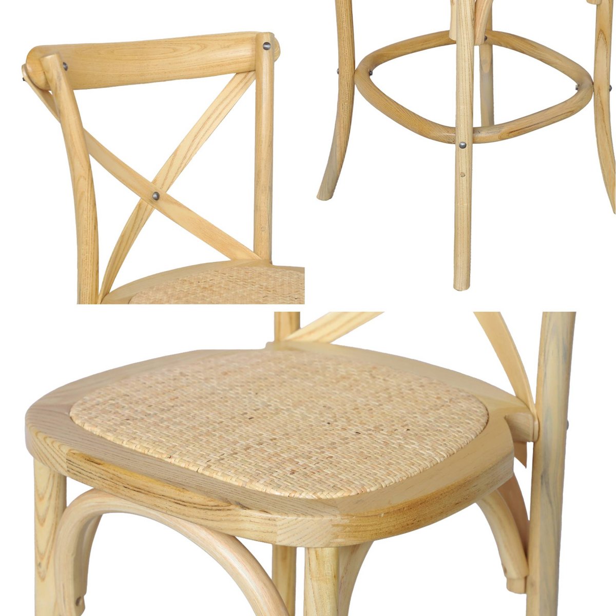 Tabouret de bar bistrot vintage bois 65cm (lot de 2) BELLEVILLE naturel, SWEEEK