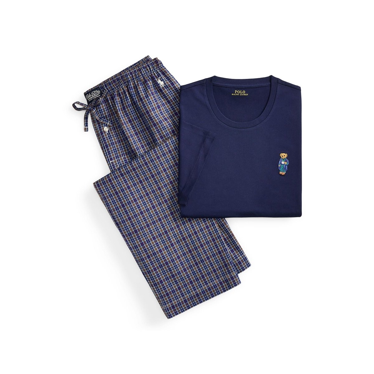 Ensemble de pyjama avec T-shirt et pantalon bleu marine/marron, POLO RALPH LAUREN