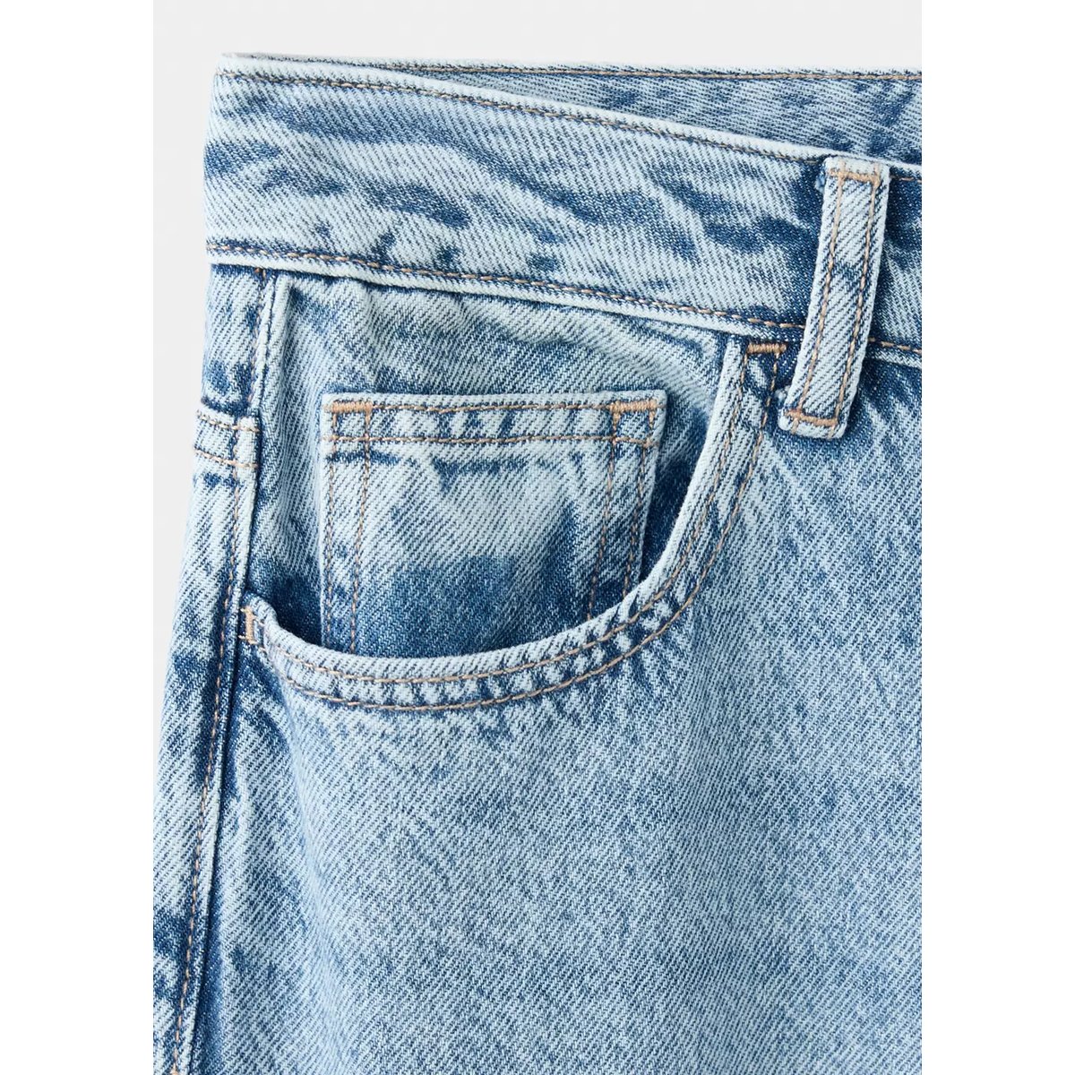 Jean wide leg à fermeture croisée bleu moyen, MANGO TEEN