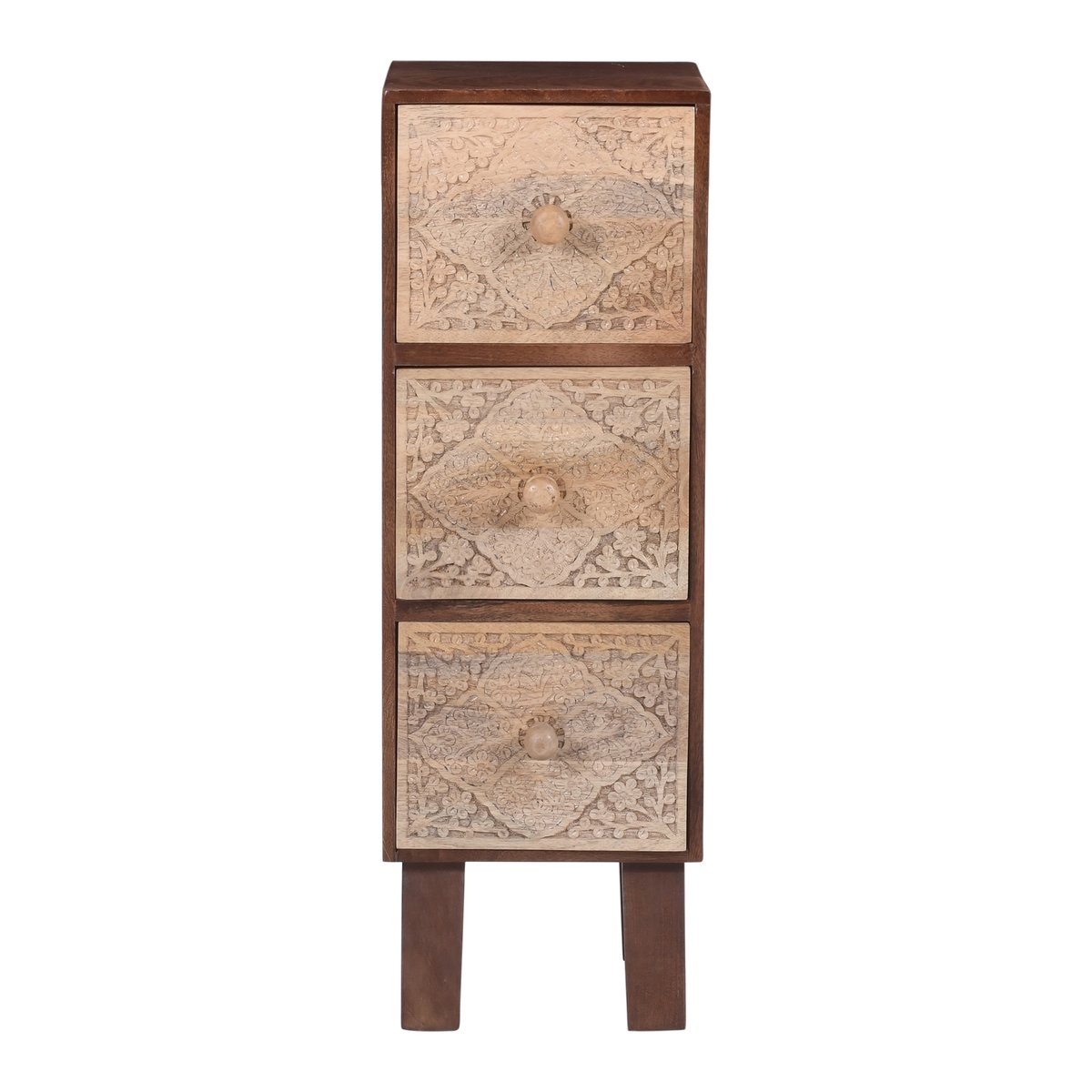 Chiffonnier 3 tiroirs, bois de manguier, MADURAI finition noyer, NORDLYS