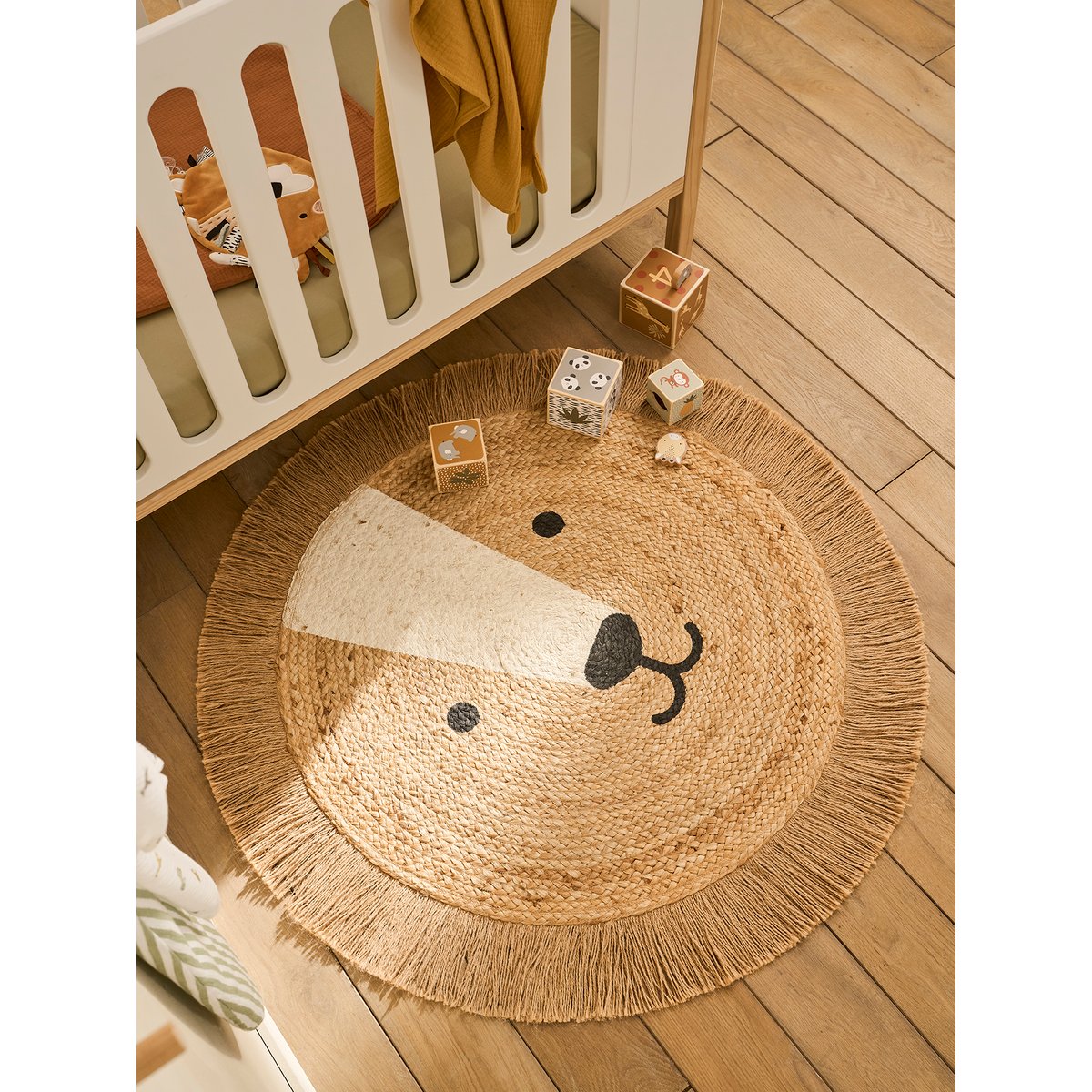Tapis rond en jute Lion beige doré, VERTBAUDET