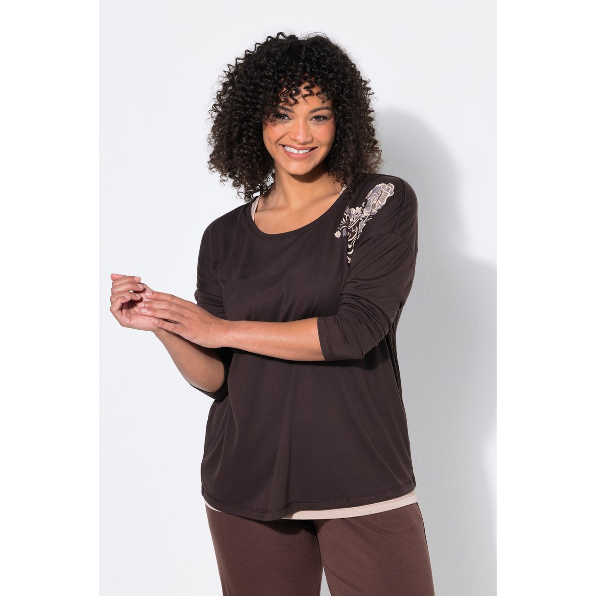 T-shirt de yoga acajou, ULLA POPKEN
