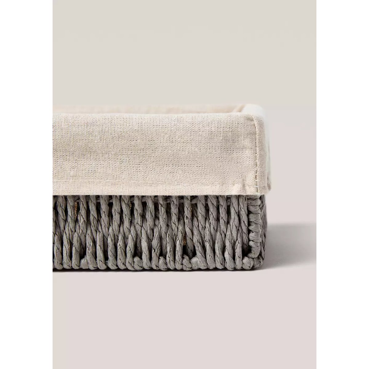 Petit panier en papier rectangulaire gris, MANGO HOME