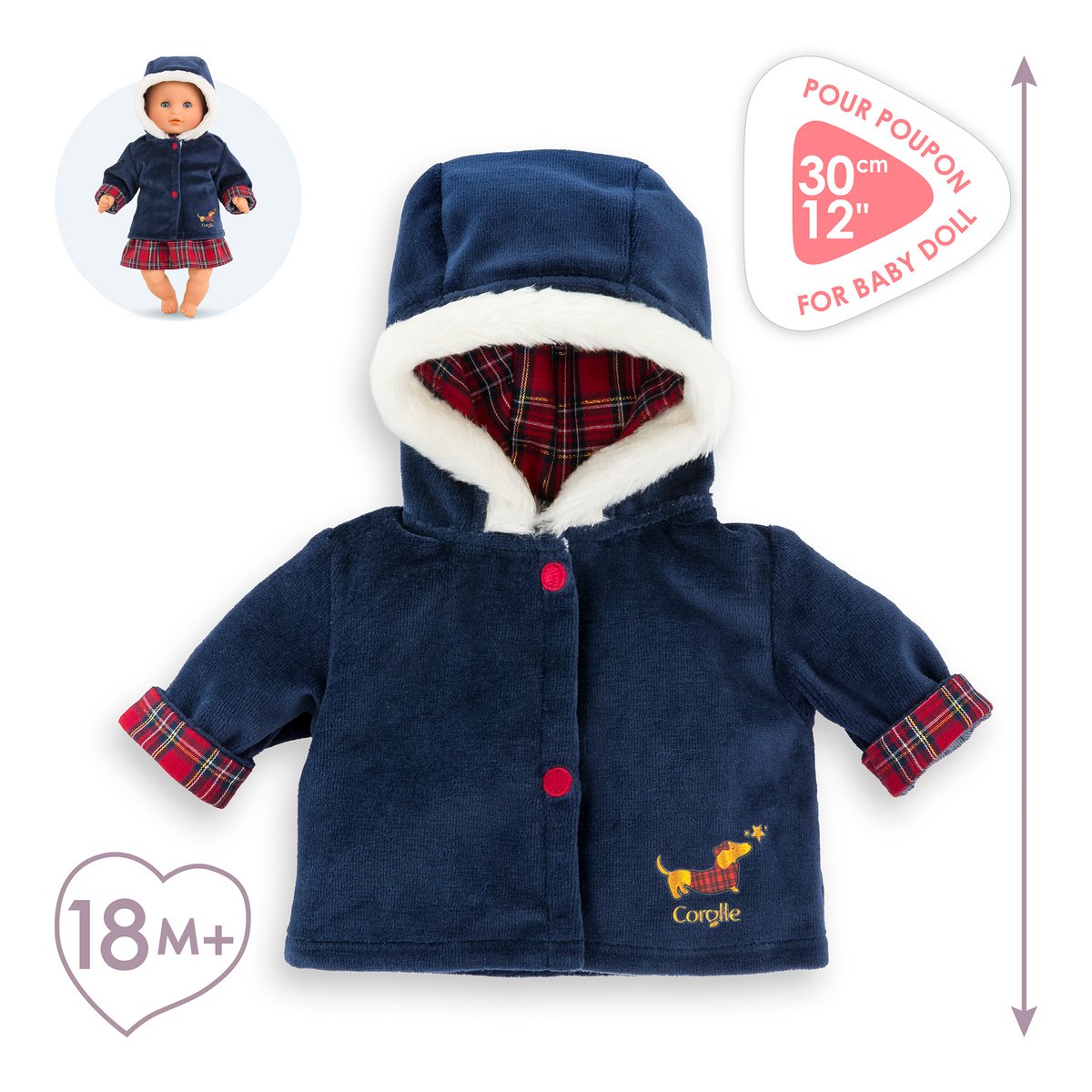 Manteau Corolle en Fêtes pour poupon 30 cm couleur unique, COROLLE