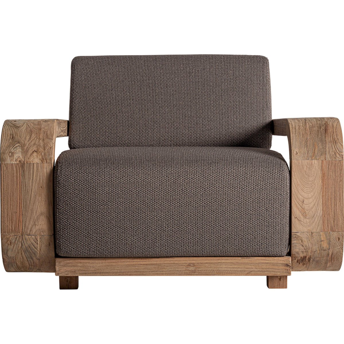 Fauteuil colonial en teck collection corba brun et bois naturel, RECOLLECTION