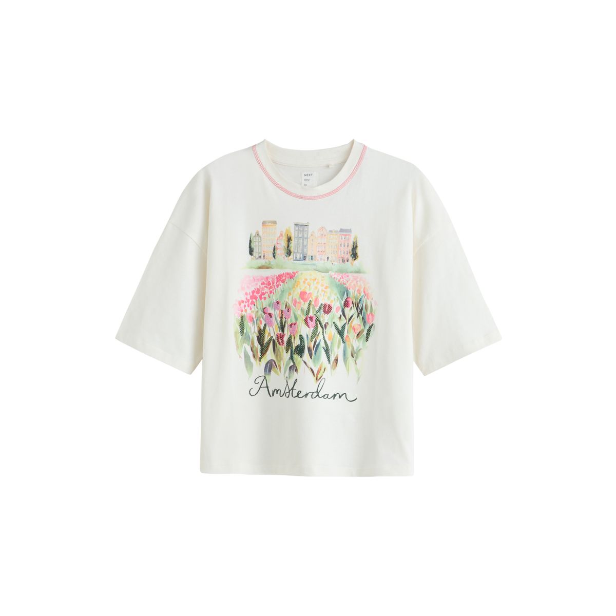 Pyjama manches courtes tissé rose amsterdam, NEXT