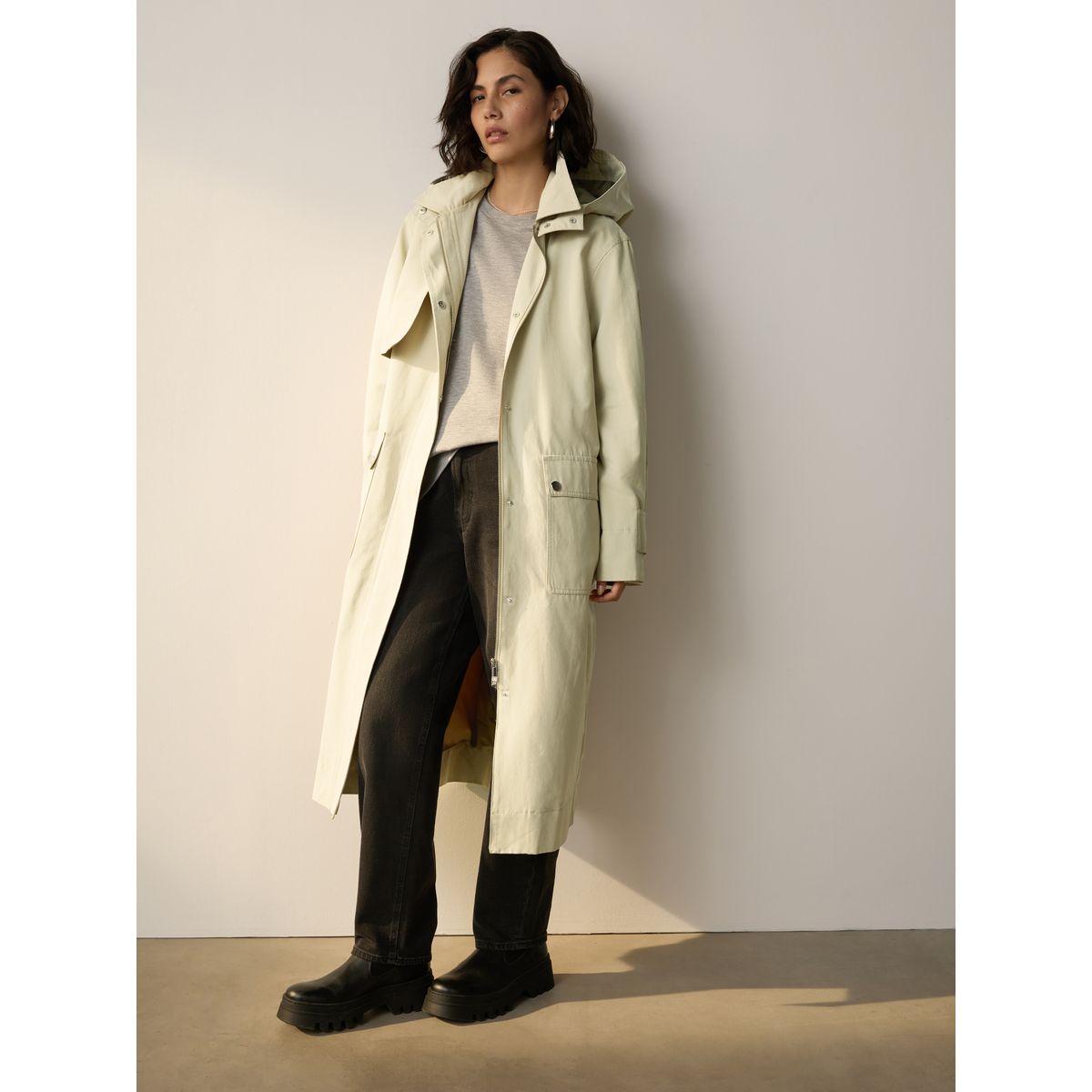 Manteau imperméable à capuche vert sauge, NEXT