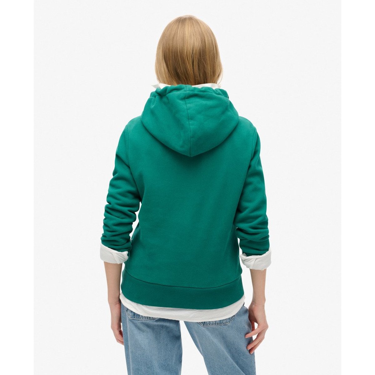 Sweat à capuche à motif brodé fluo vert tempête, SUPERDRY