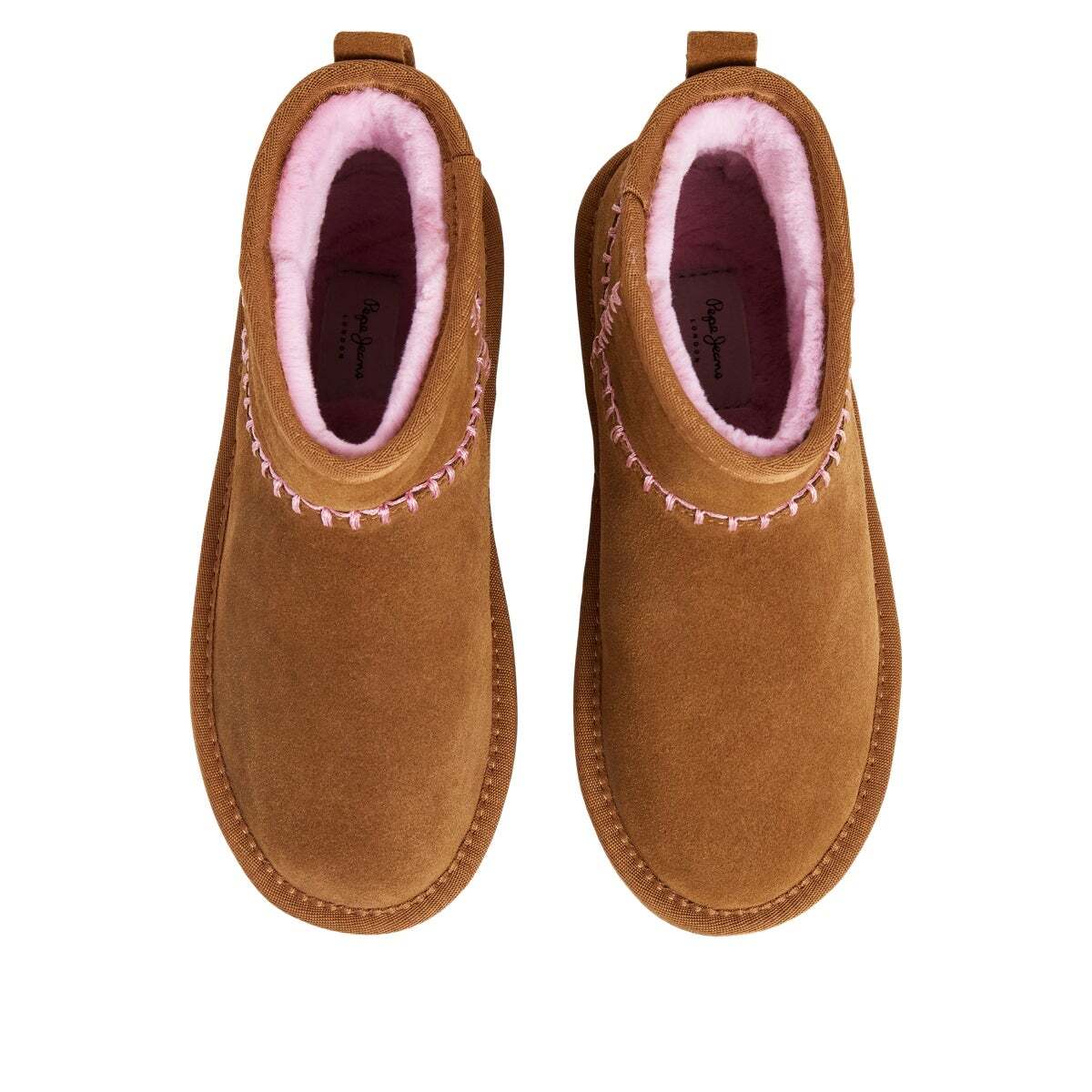 Bottines En Daim Avec Clous brun tabac, PEPE JEANS