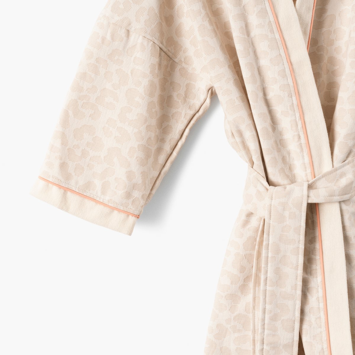 Peignoir coton col kimono LÉONORE ivoire, CARRE BLANC