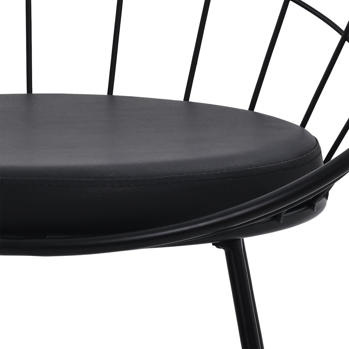 Lot de 2 tabourets métal noir coussin noir, ALEX noir, HAPPY GARDEN