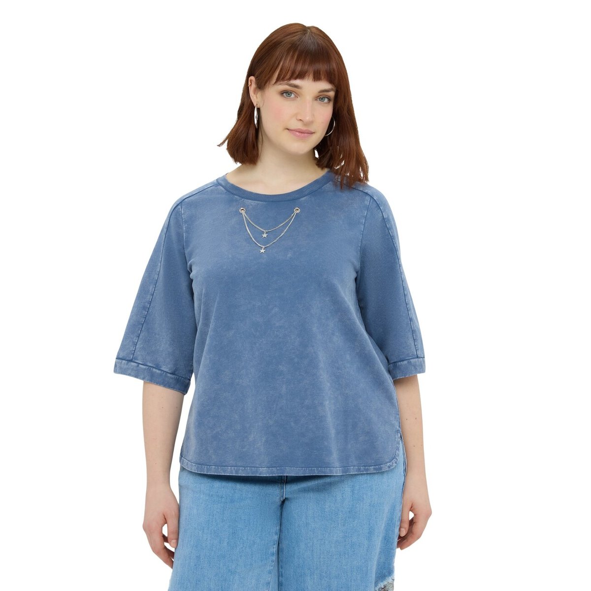 Sweat-shirt avec chaînettes décoratives bleu, FIORELLA RUBINO