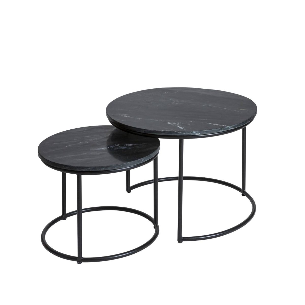 Table basse gigogne en marbre ronde JOE noir, MADE IN MEUBLES 