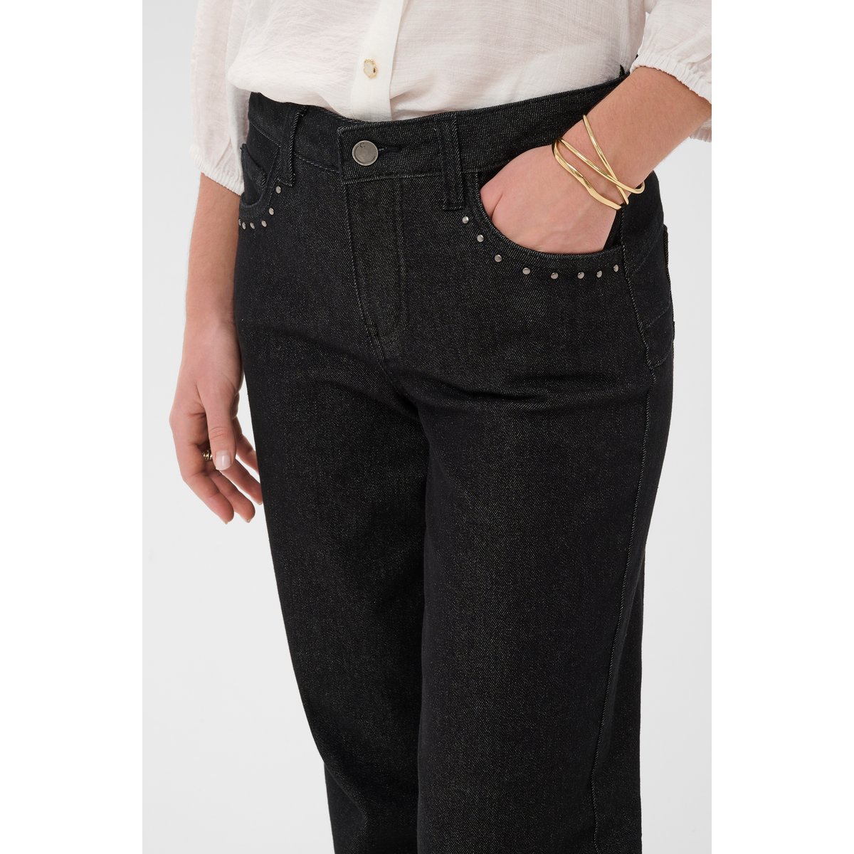 Jeans noir halifax black washed denim, CREAM