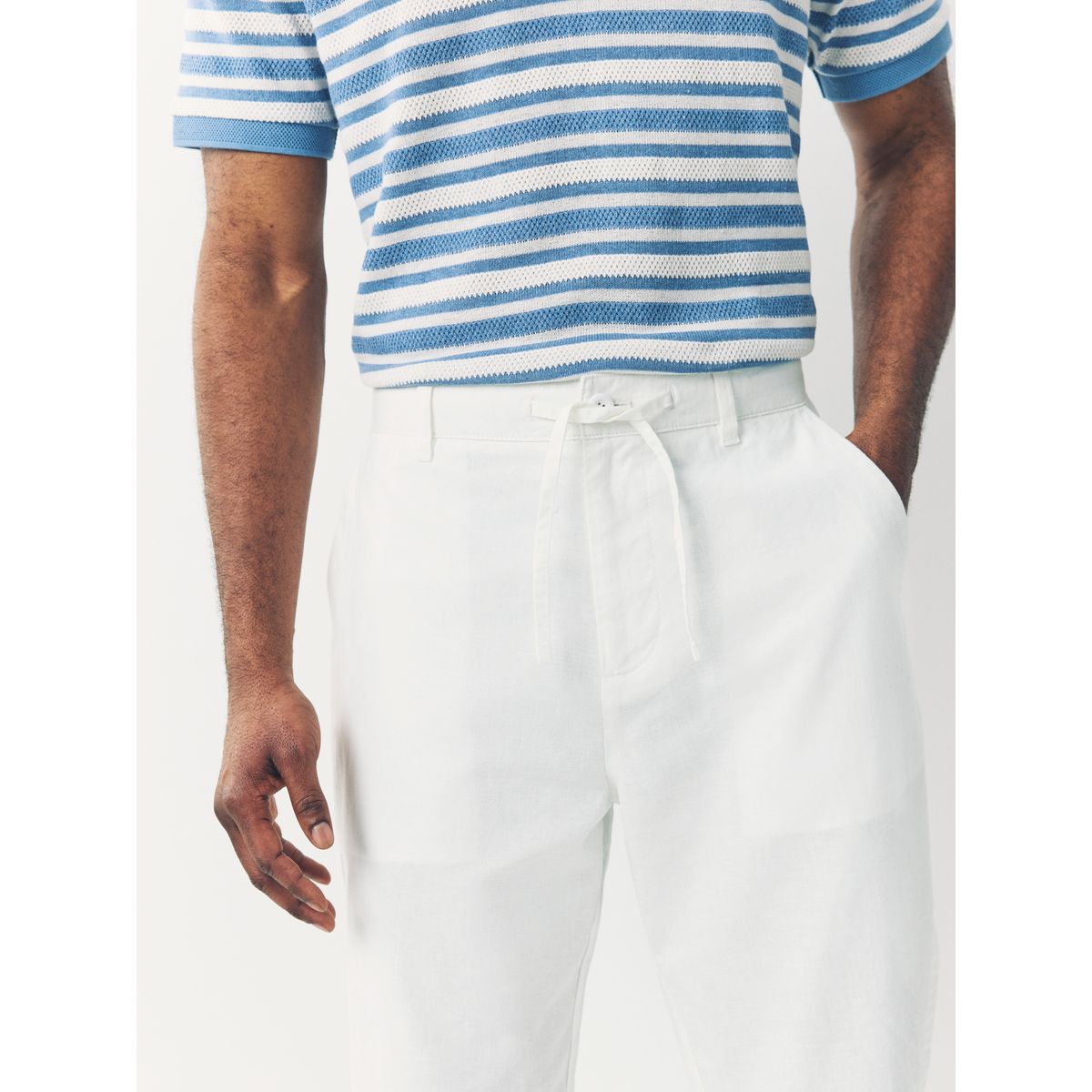 Pantalon en mélange de lin blanc, NEXT