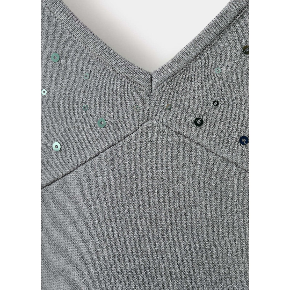 Top brillant à fines bretelles gris chiné clair, MANGO