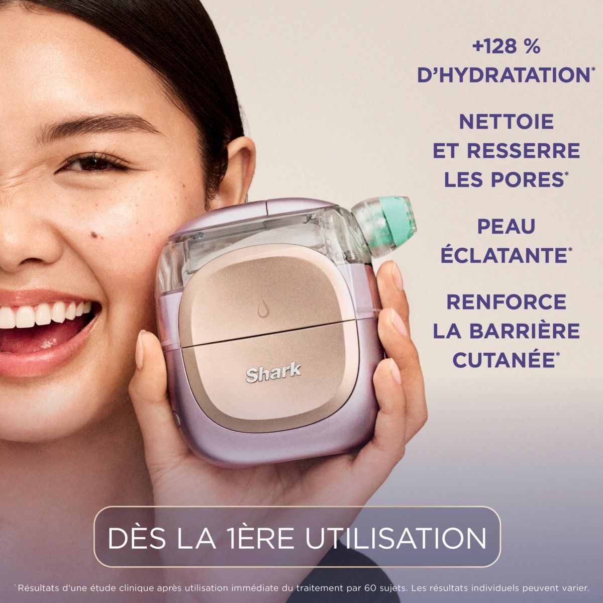 Appareil éclat visage 3 en 1 FacialPro Glow + DePuffi: nettoyant, hydratant, resculptant - Bleu Spa couleur unique, SHARK