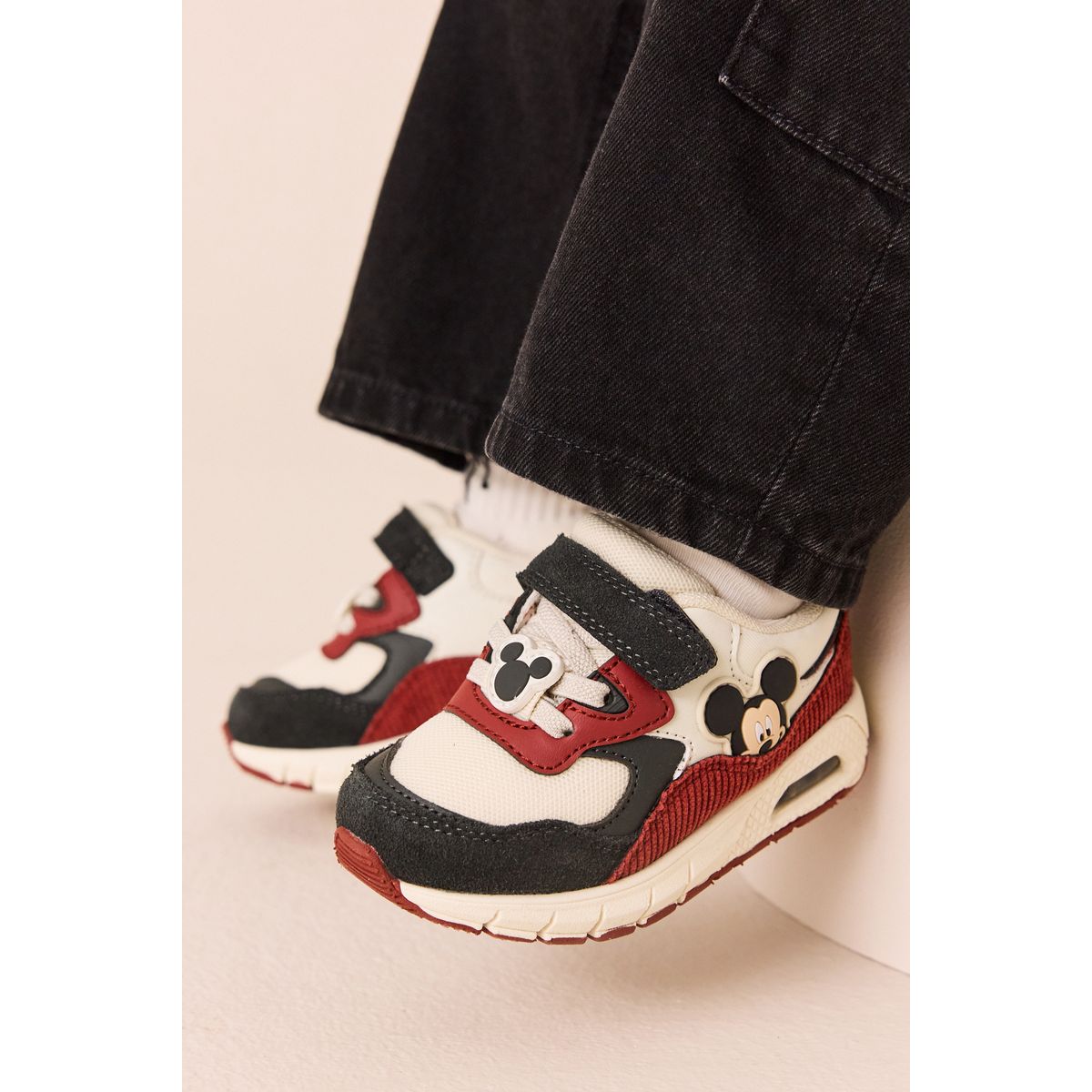 Baskets à lacets élastiques mickey mouse rouge, NEXT