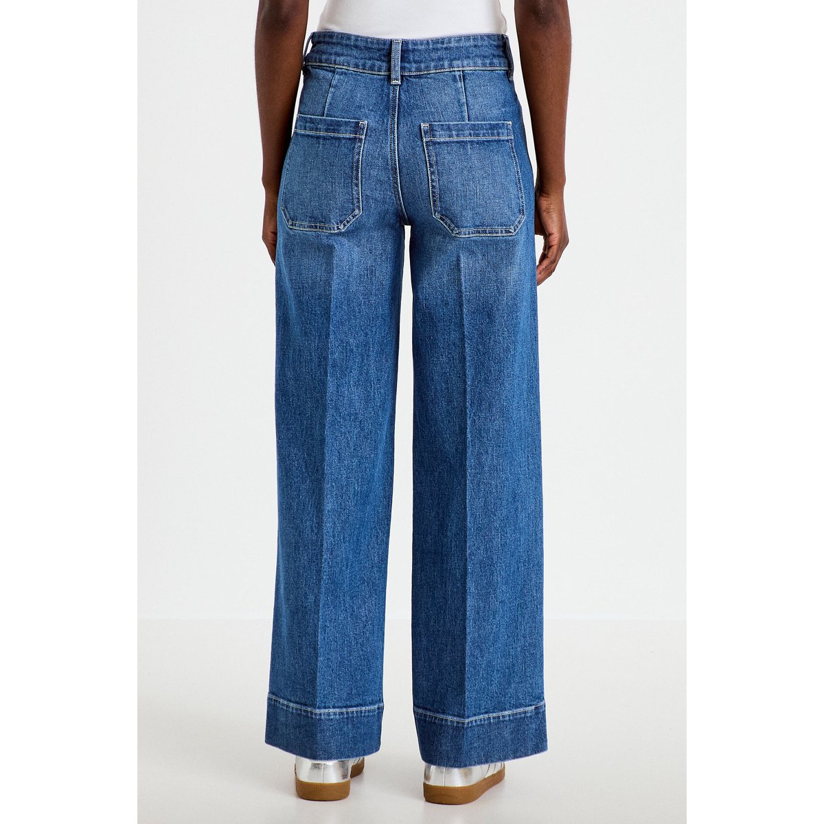 Jean wide leg taille haute denim double stone, CACHE CACHE