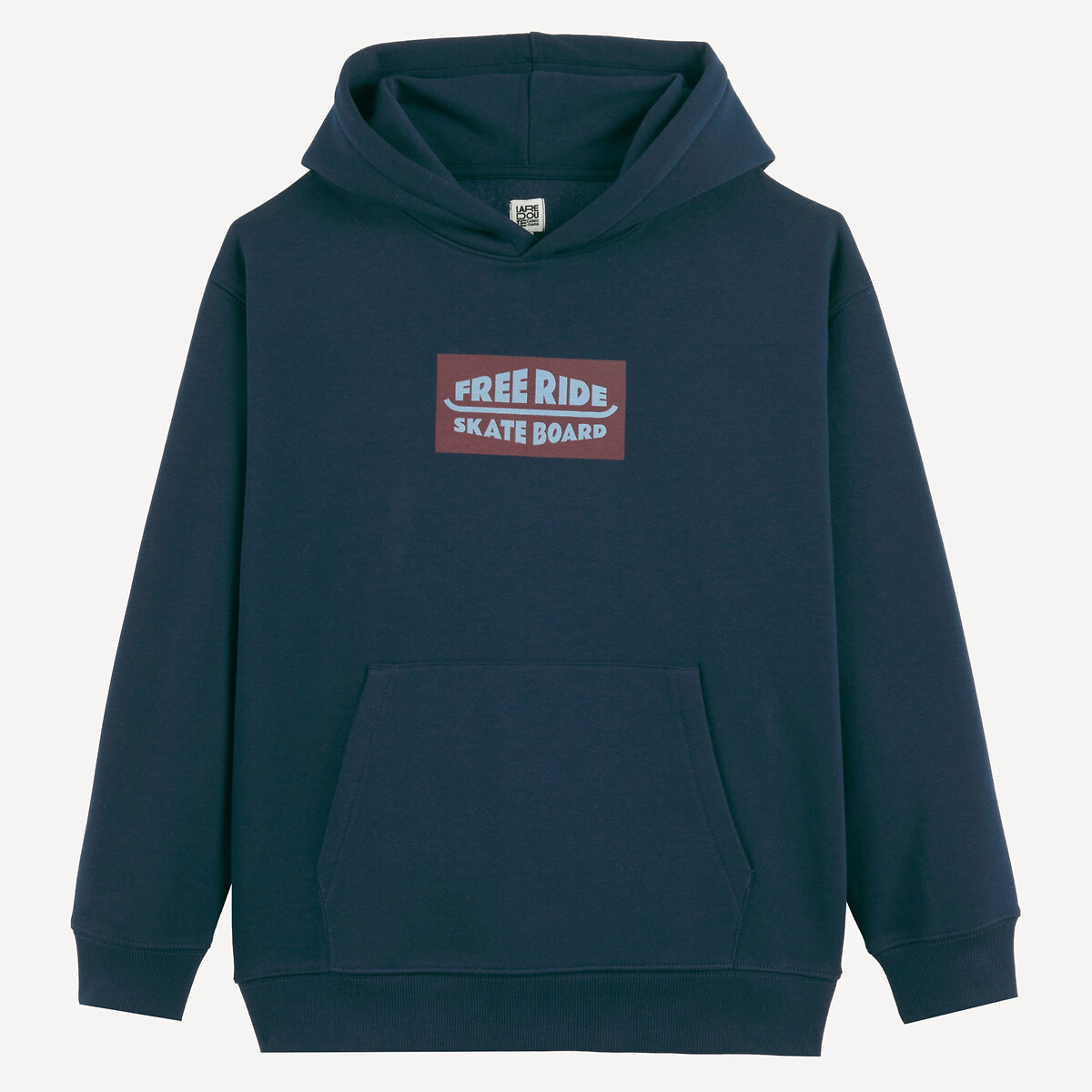 Kapuzen-Sweatshirt aus Fleece, mit Aufschrift auf der Vorder- und Rückseite marine, LA REDOUTE COLLECTIONS