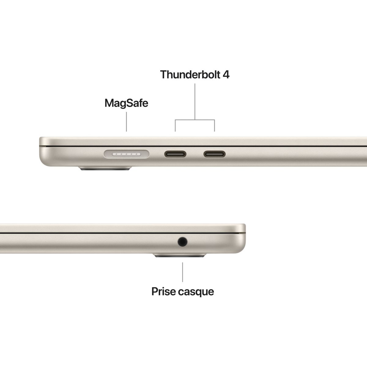 Ordinateur Apple Air 15" Puce M5 CPU 10 / GPU 10 coeurs Mémoire RAM 24Go Stockage 1To SSD Lumière stellaire couleur unique, APPLE