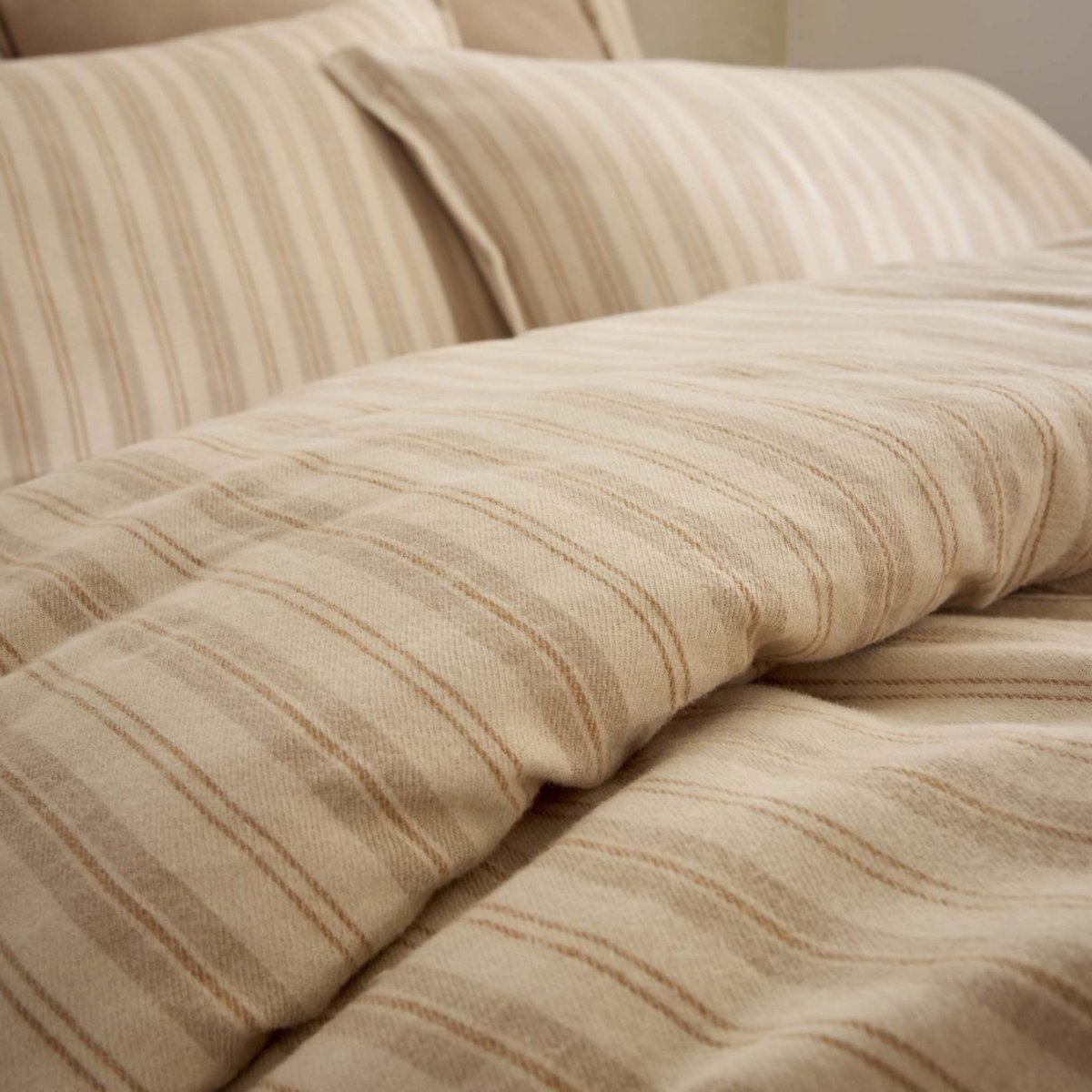 Housse de couette flanelle rayures - ALFIE ecru, TERRE DE NUIT