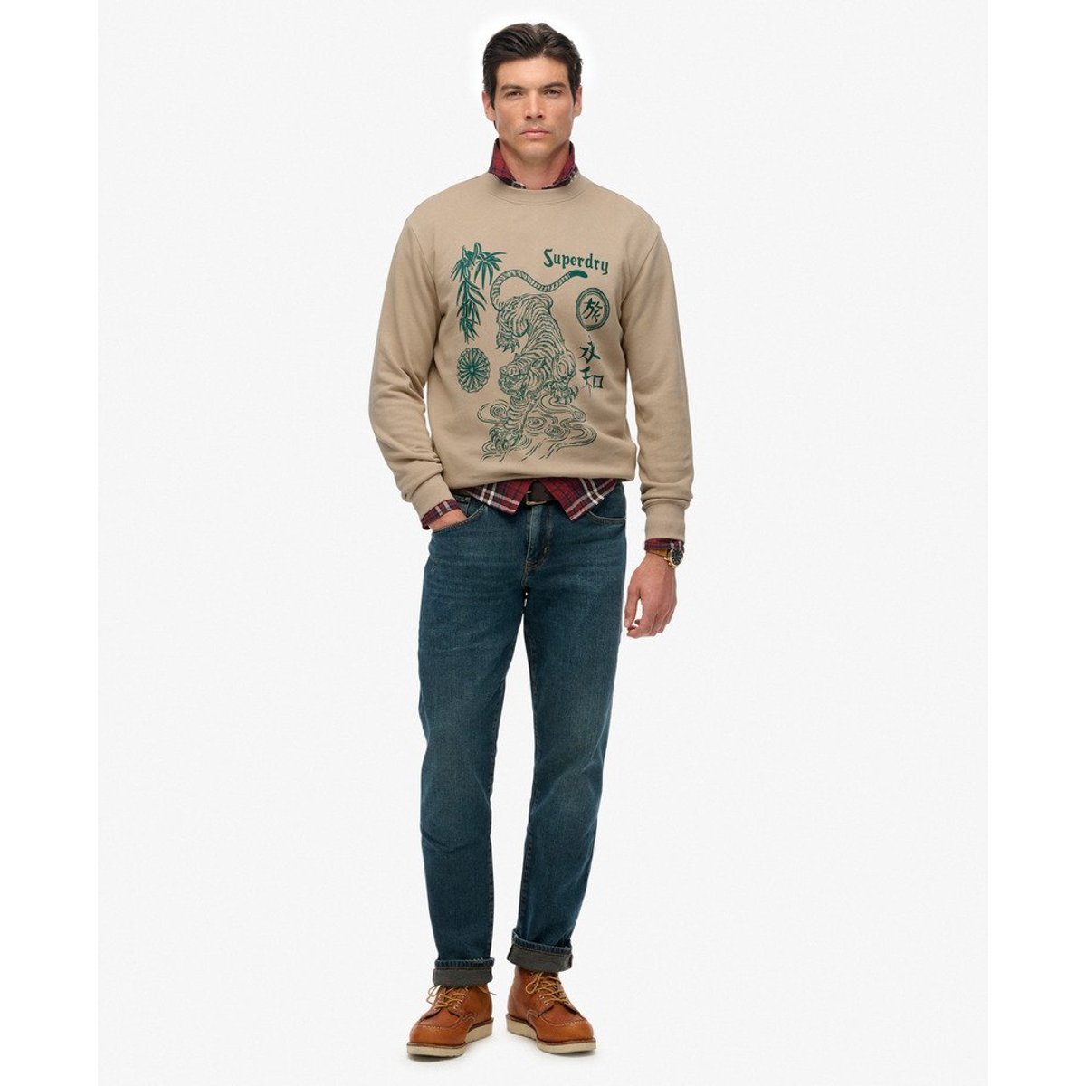Sweat-shirt ample Tokyo Narrative marron taupe délavé, SUPERDRY