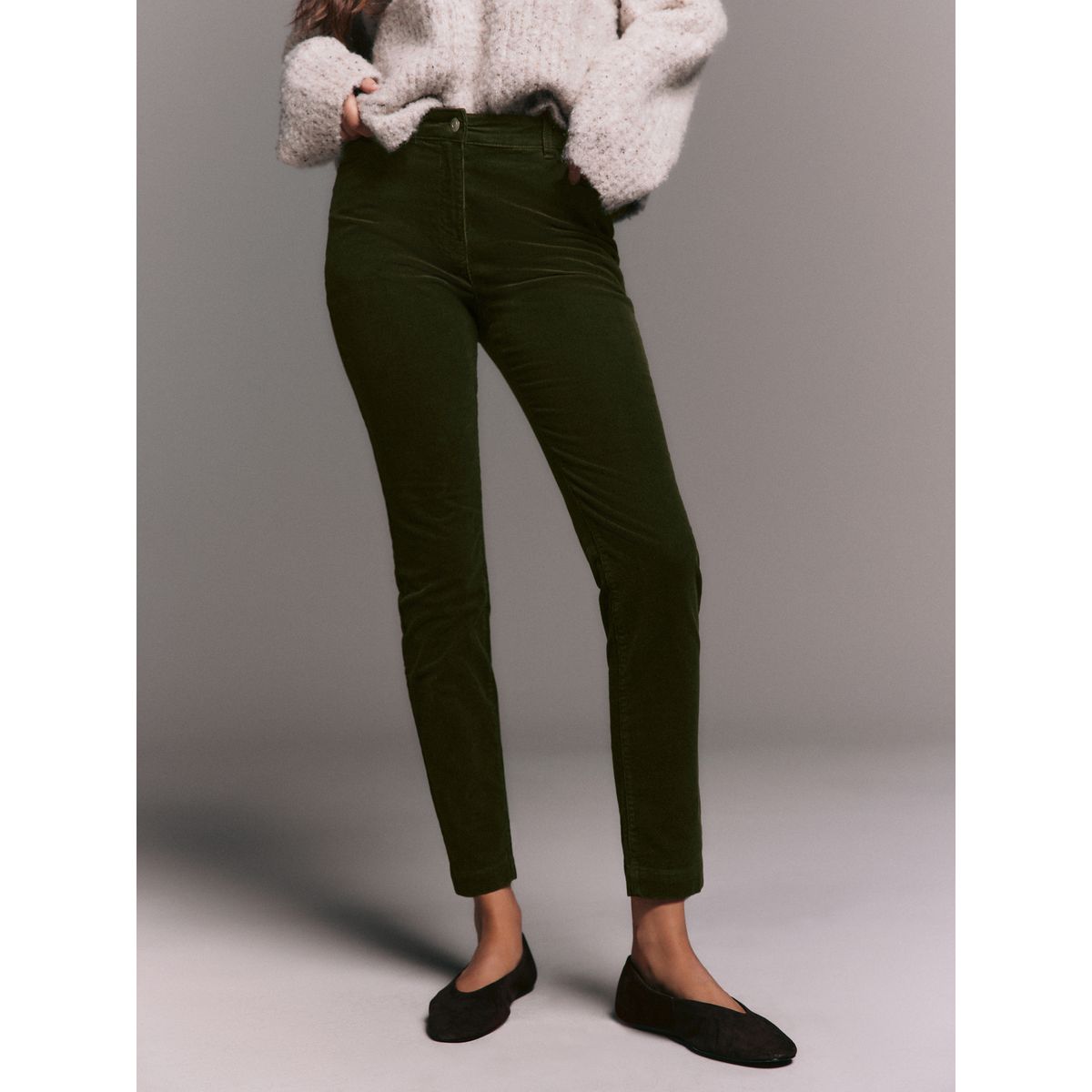 Pantalon skinny en velours côtelé vert kaki, NEXT