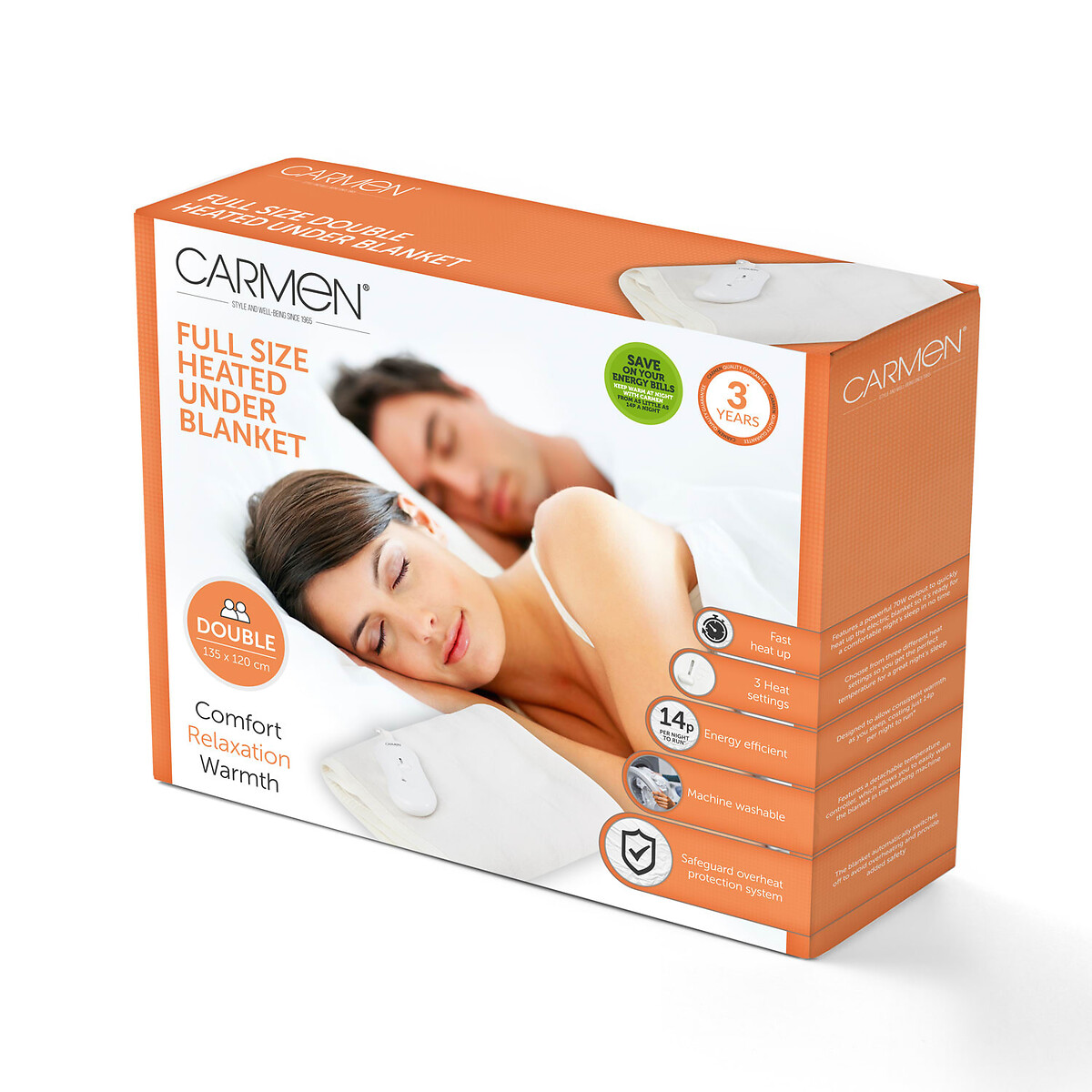 Double Heated Full Size Under Blanket white, CARMEN