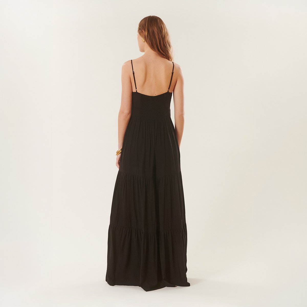 Robe longue à bretelles MARCIA noir, BENOA