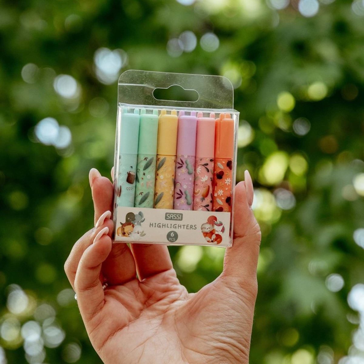 Set de 6 Mini Surligneurs Pastel ANIMAUX multicolore, SASSI JUNIOR